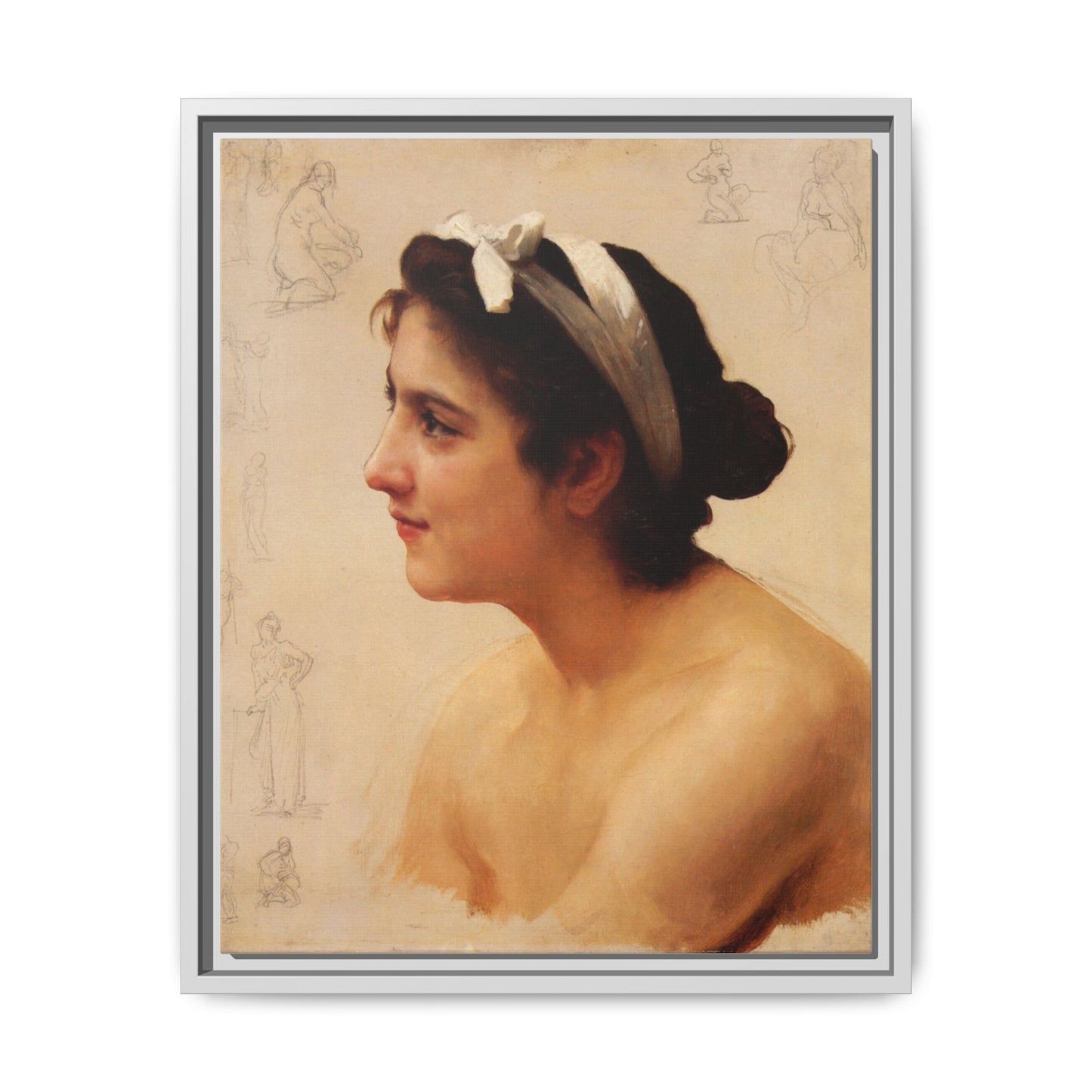 Study Of A Woman For Offering To Love by William Adolphe Bouguereau Framed Matte Canvas Print