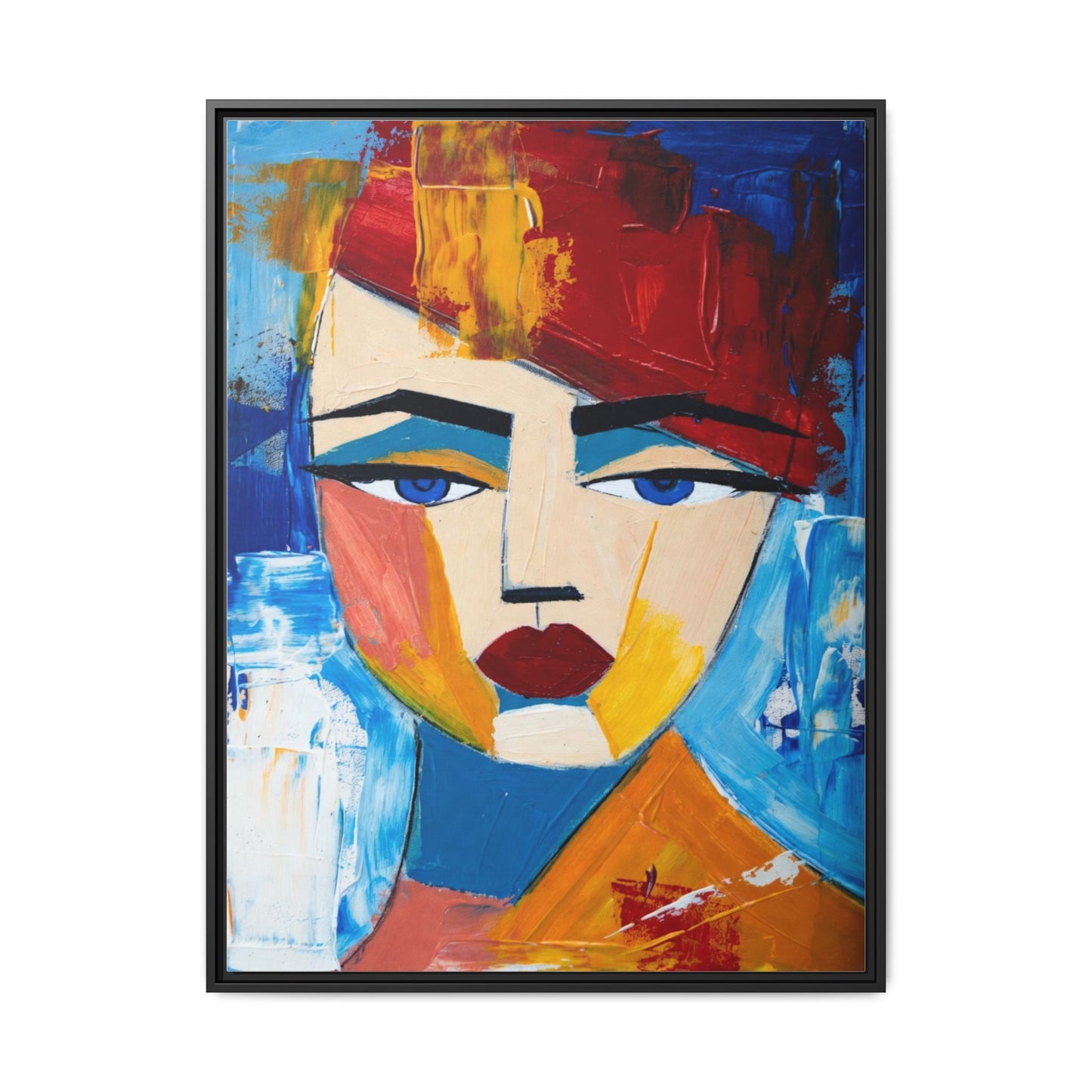 Abstract Colorful Portrait Framed Canvas Art