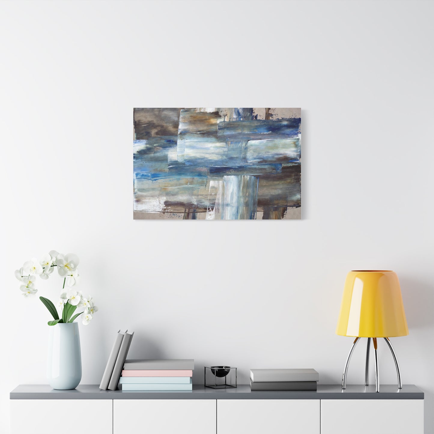 Abstract Blue Waterfall Matte Canvas Wall Art, Stretched 1.25"