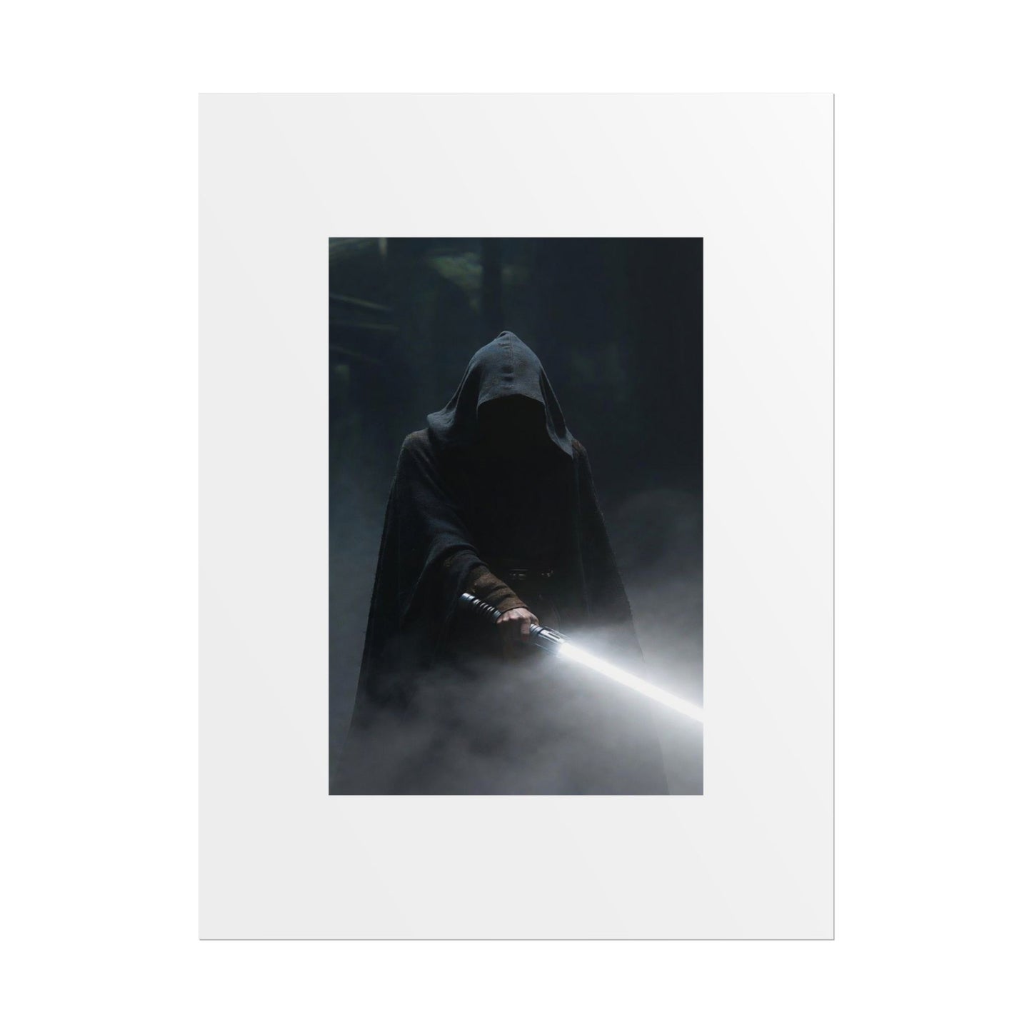Dark Hooded Warrior Lightsaber Poster — Rolled Sci‑Fi Wall Art