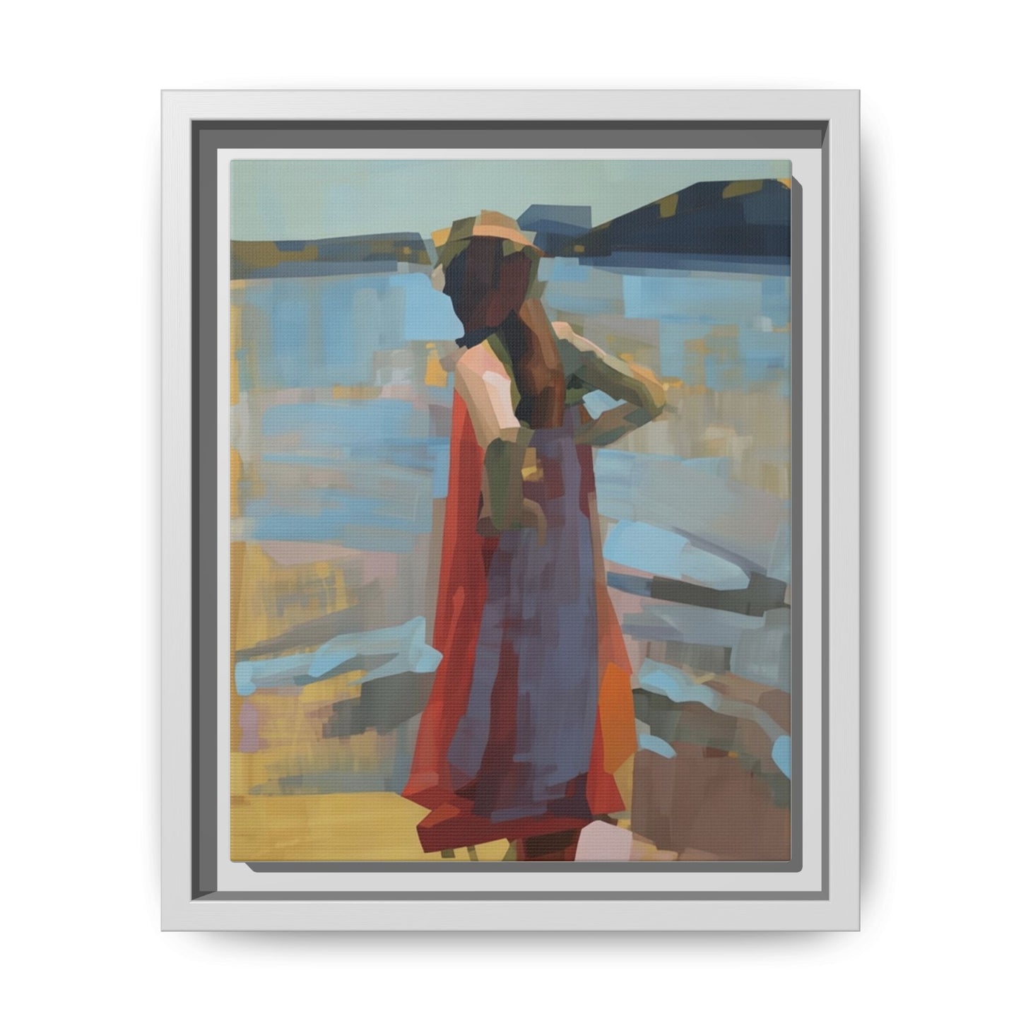Framed Matte Canvas Print — Coastal Woman Abstract Art