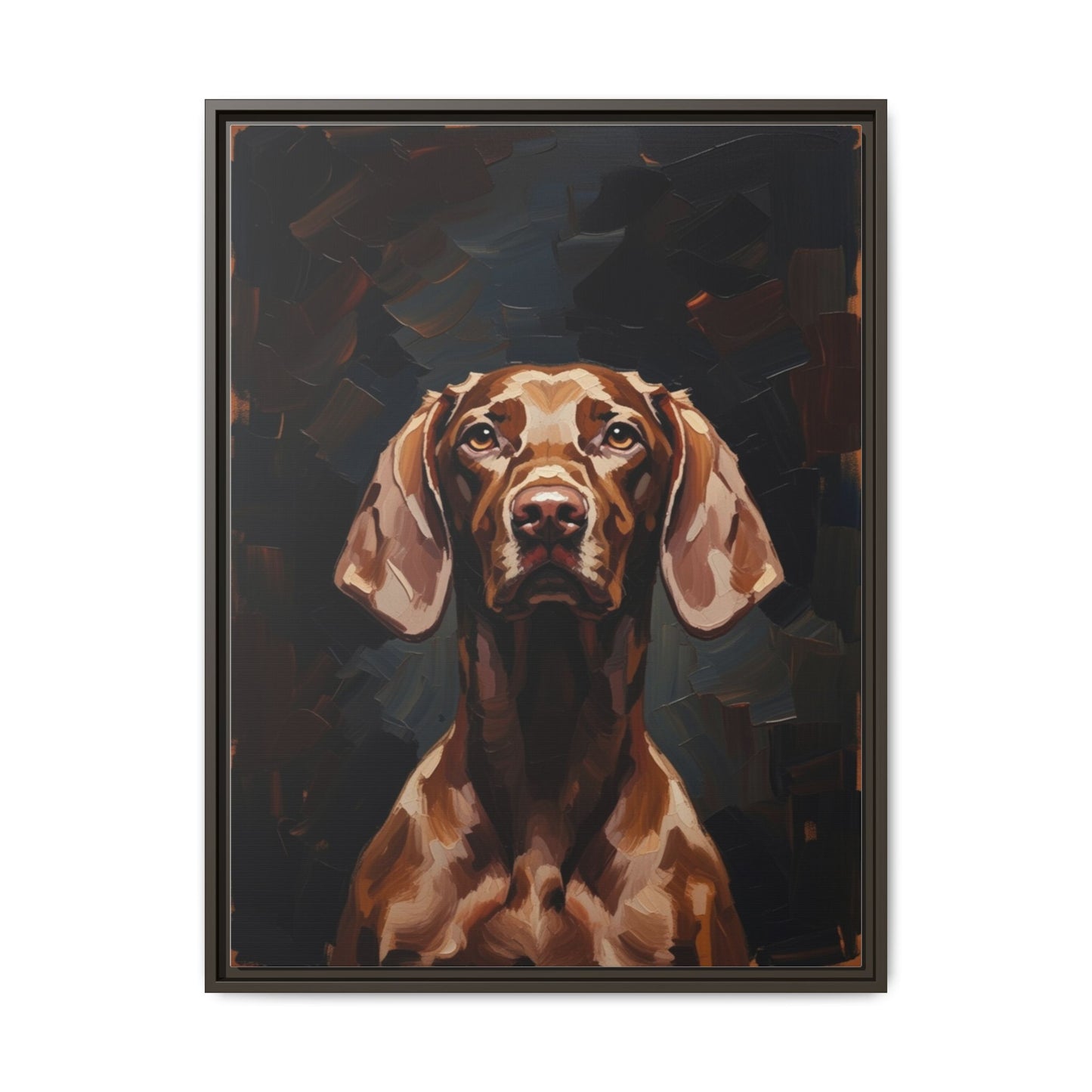 Framed Matte Canvas Dog Portrait – Brown Vizsla Wall Art
