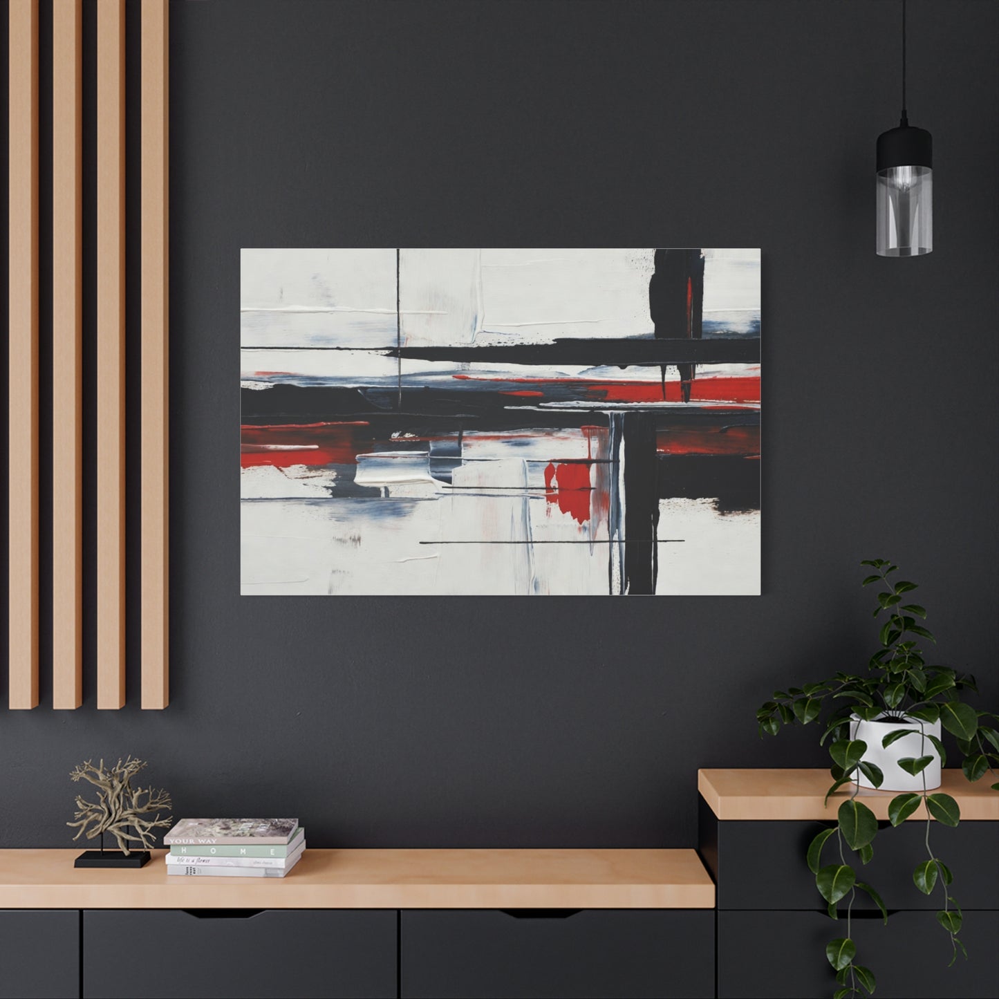 Abstract Red & Black Modern Canvas Art — Matte Stretched 1.25"