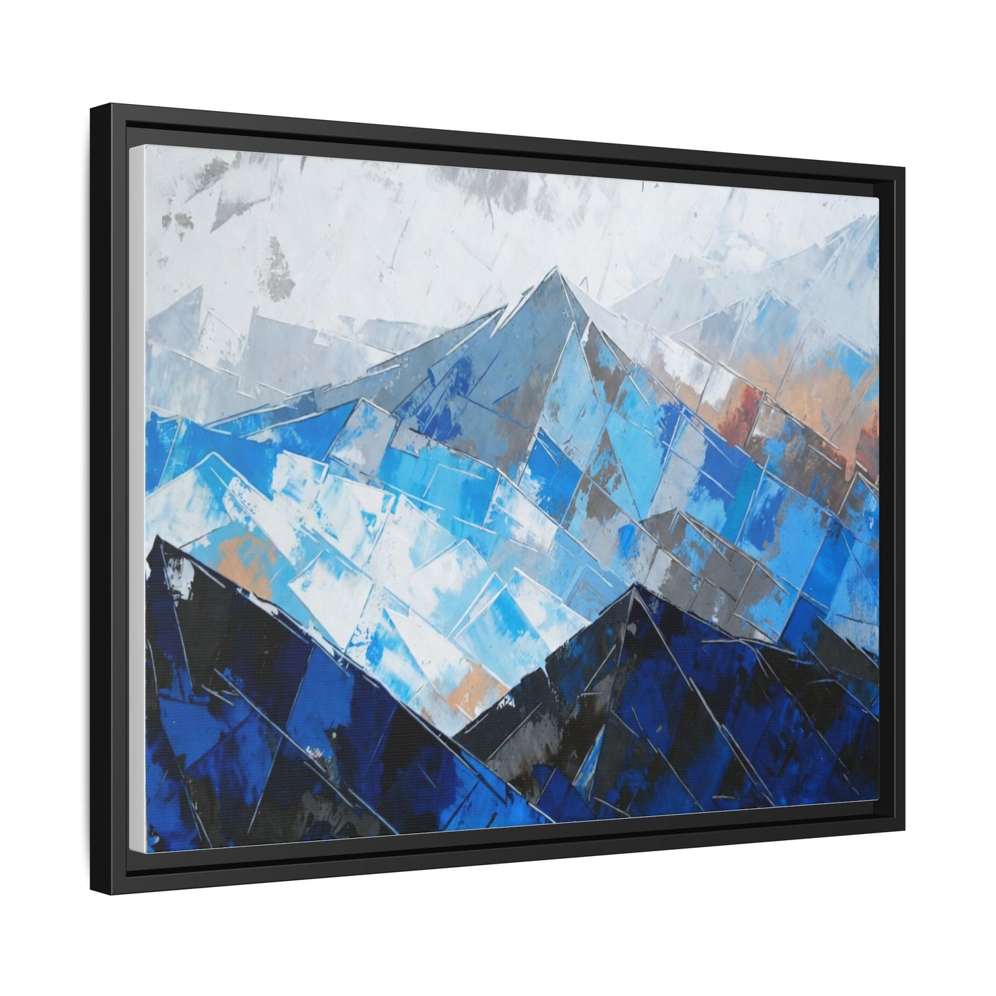 Framed Matte Canvas Blue Mountain Abstract Wall Art