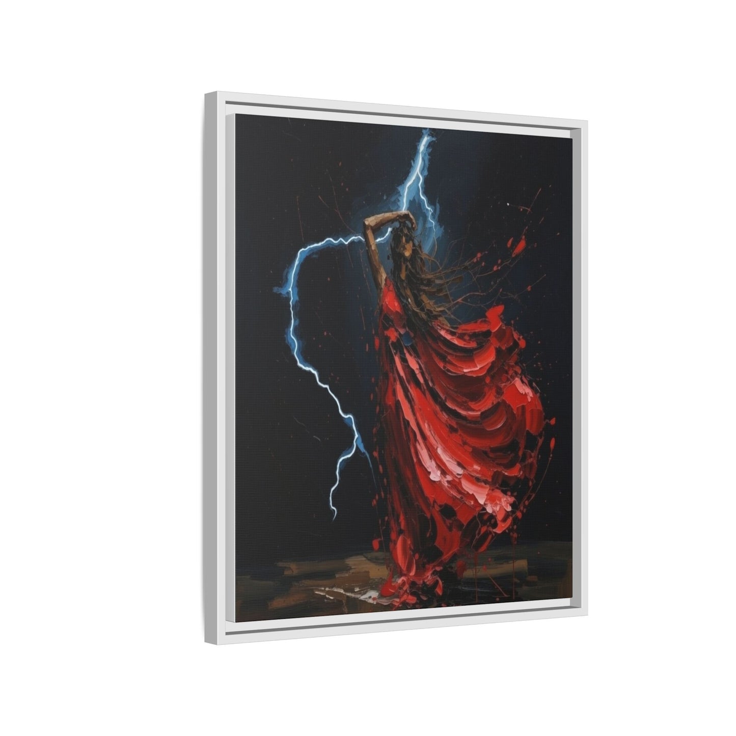 Framed Matte Canvas Print — Red Dancer Lightning Art