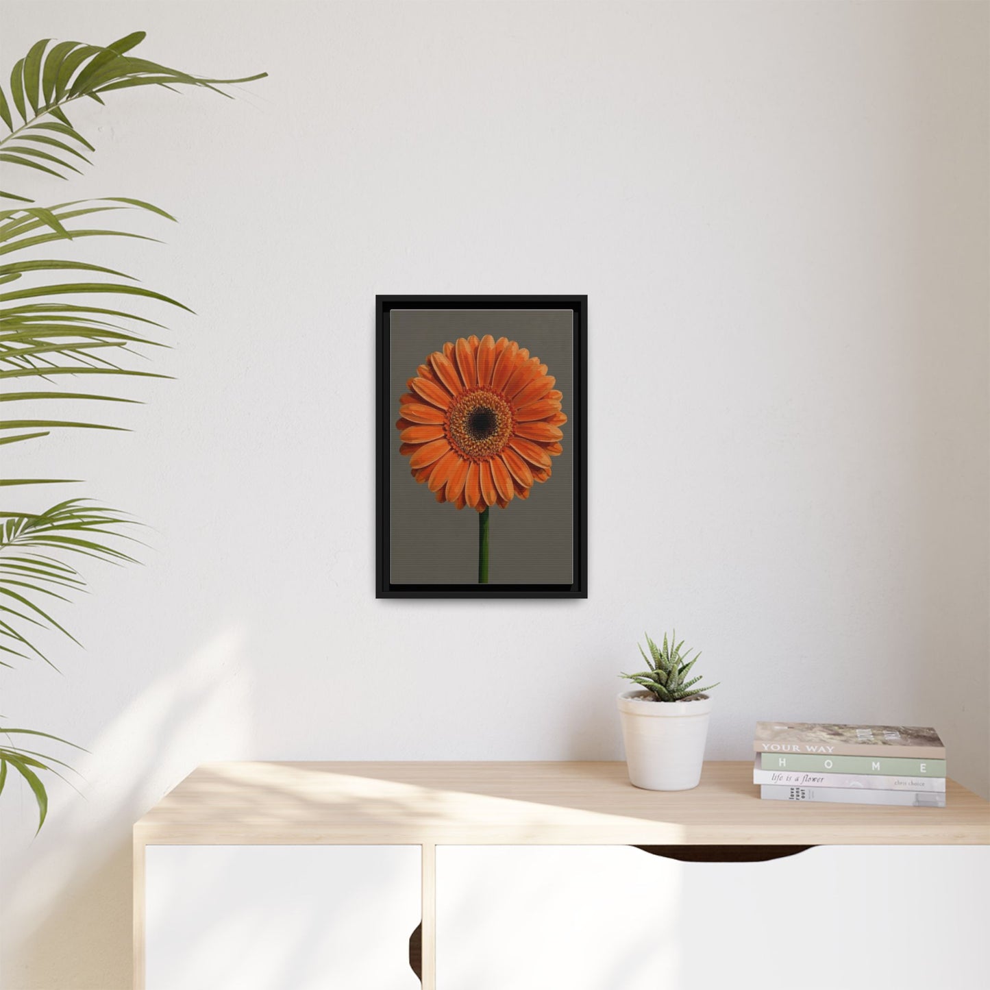 Orange Gerbera Daisy Matte Canvas Print (Framed)
