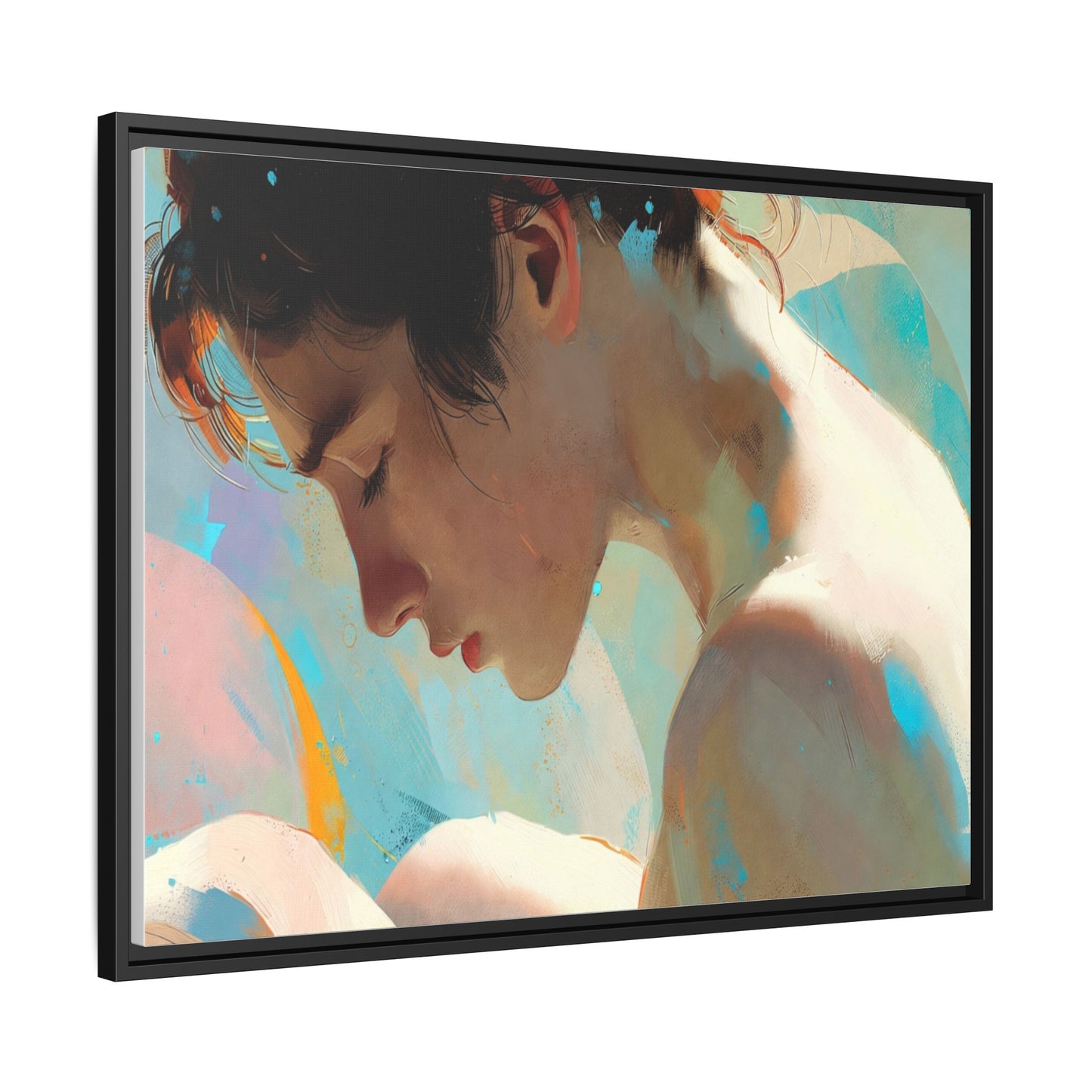 Framed Matte Canvas Print — Dreamy Portrait Art (Multi‑Color)