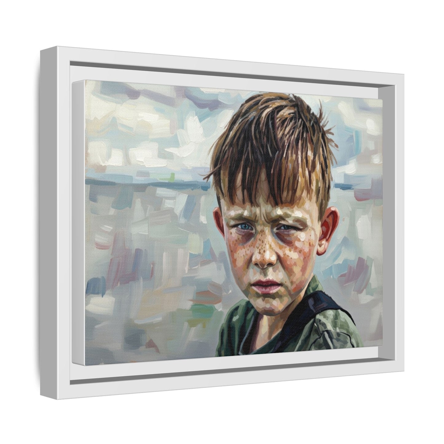 Framed Matte Canvas: Gritty Boy Portrait Art Print