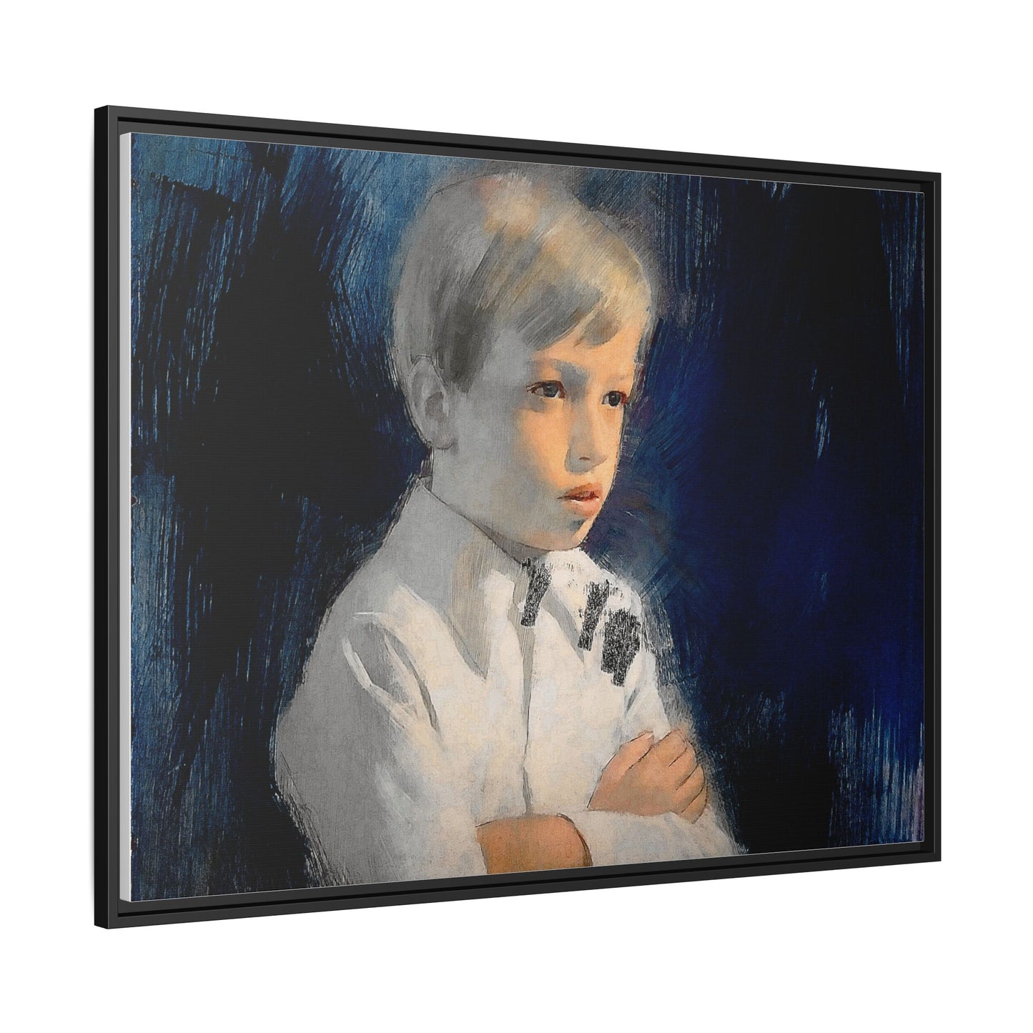 Painting of boy by Unknown Artist Framed Matte Canvas Wall Art Print