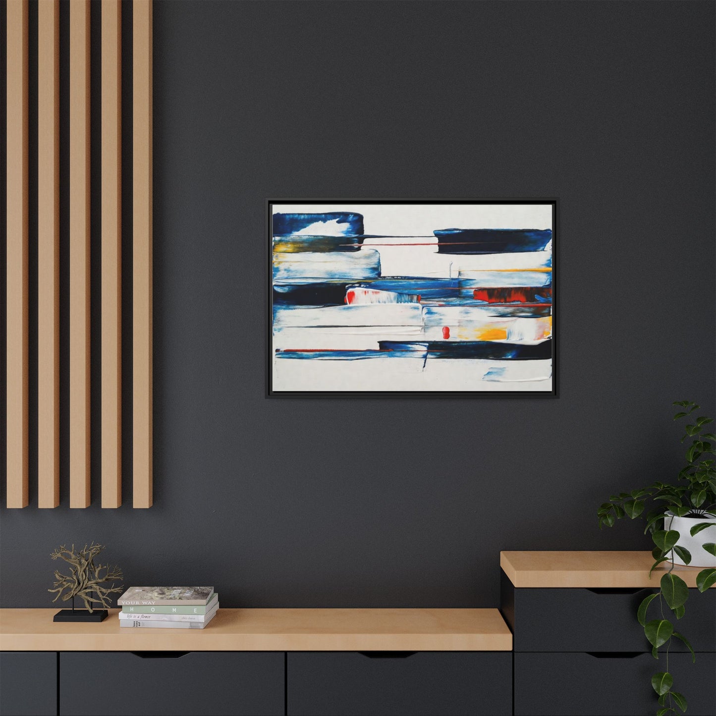 Abstract Coastal Brushstrokes Framed Canvas Print