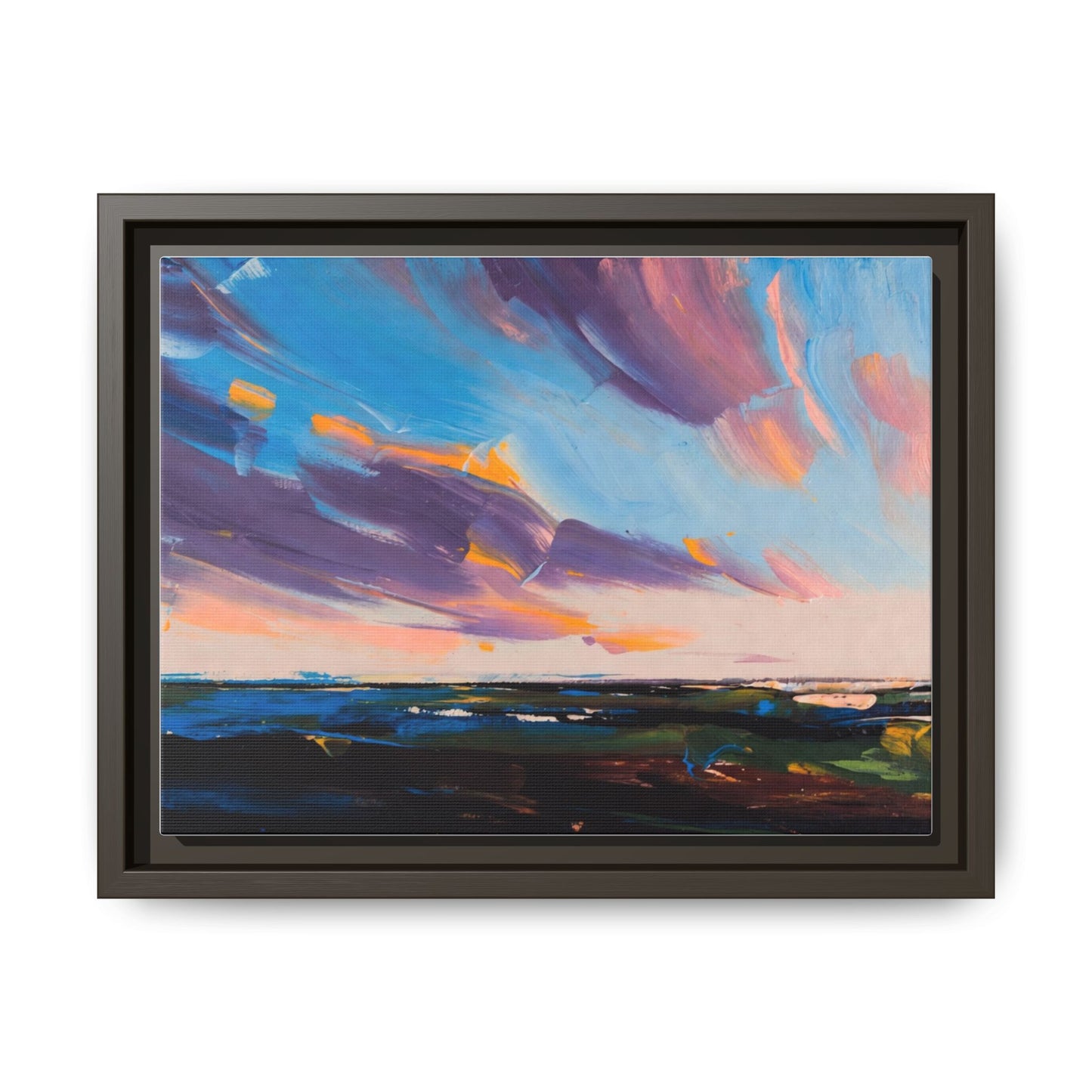 Framed Matte Canvas Abstract Seascape Sunset Art Print