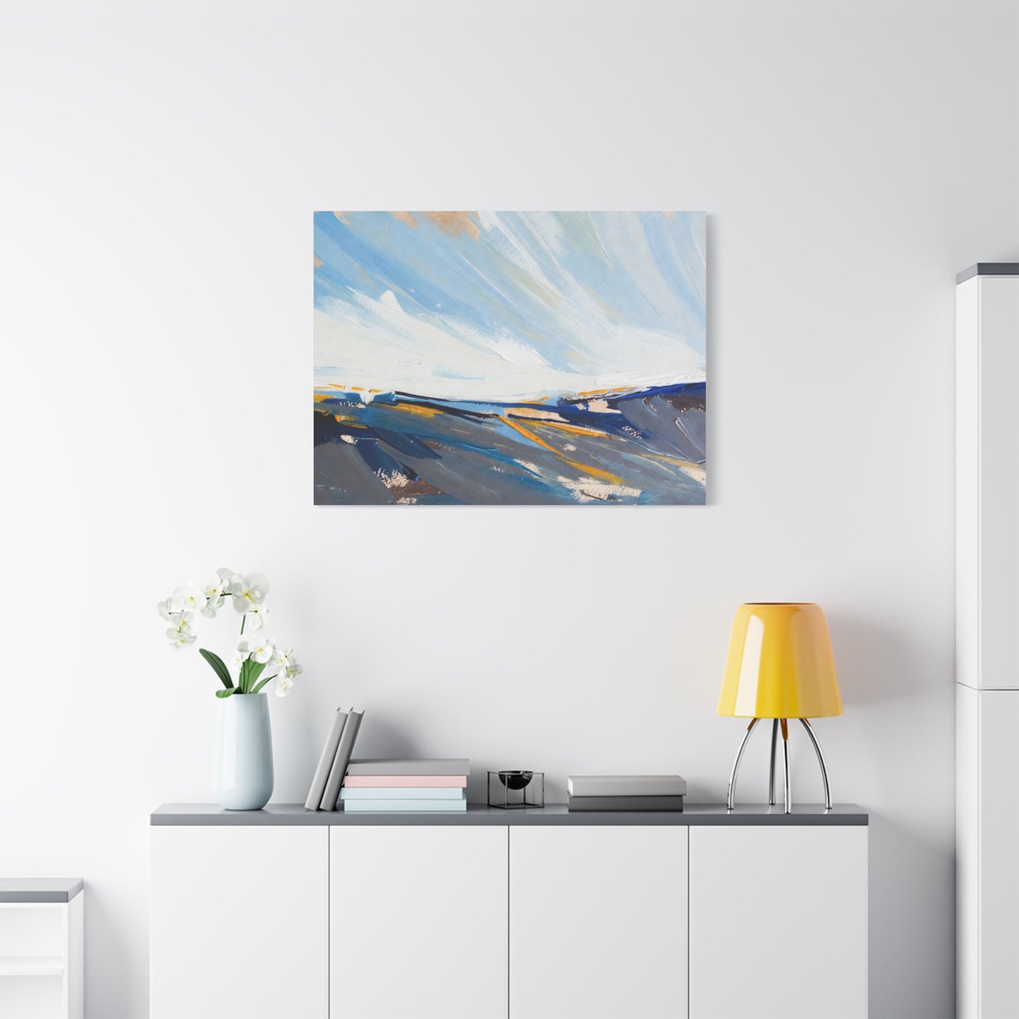 Abstract Coastal Landscape Canvas Print — Blue Sky Seascape Wall Art