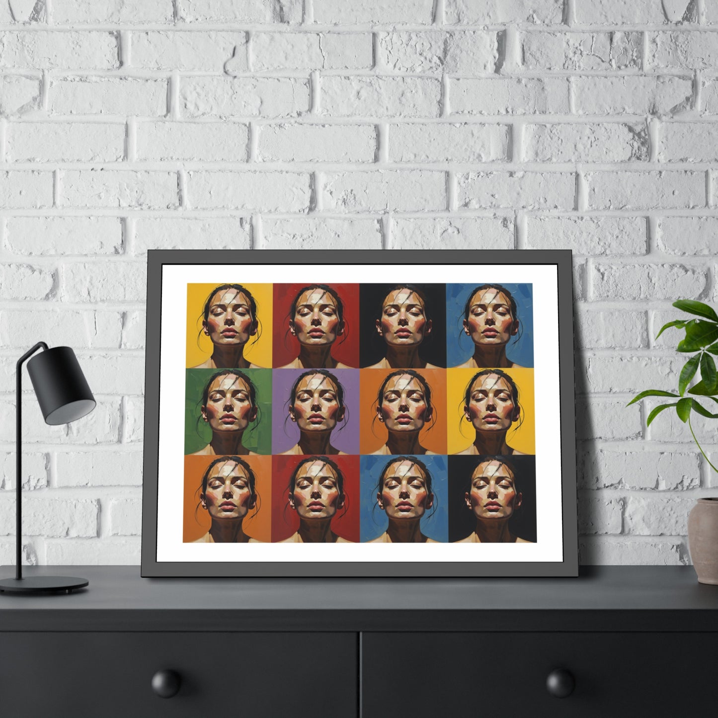 Framed Poster – Color Pop Portrait Grid Wall Art