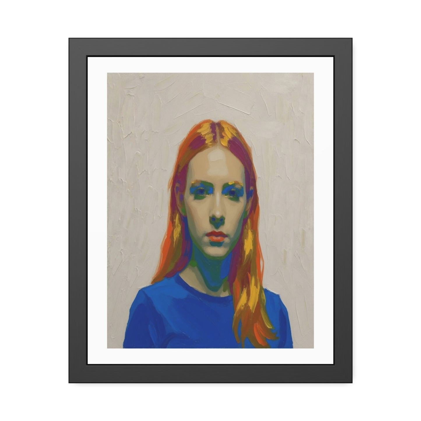 Framed Art Print — Colorful Portrait of Red-Haired Woman, Modern Pop Portrait Wall Art