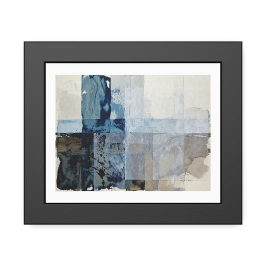Framed Abstract Blue Watercolor Print — Modern Wall Art Poster
