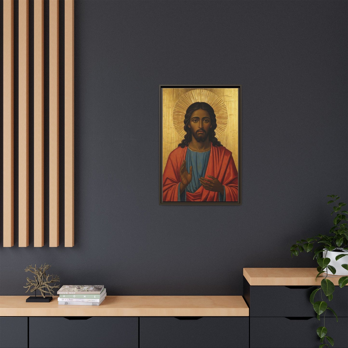 Framed Orthodox Christ Icon Matte Canvas — Religious Wall Art for Home, Church, or Prayer Corner