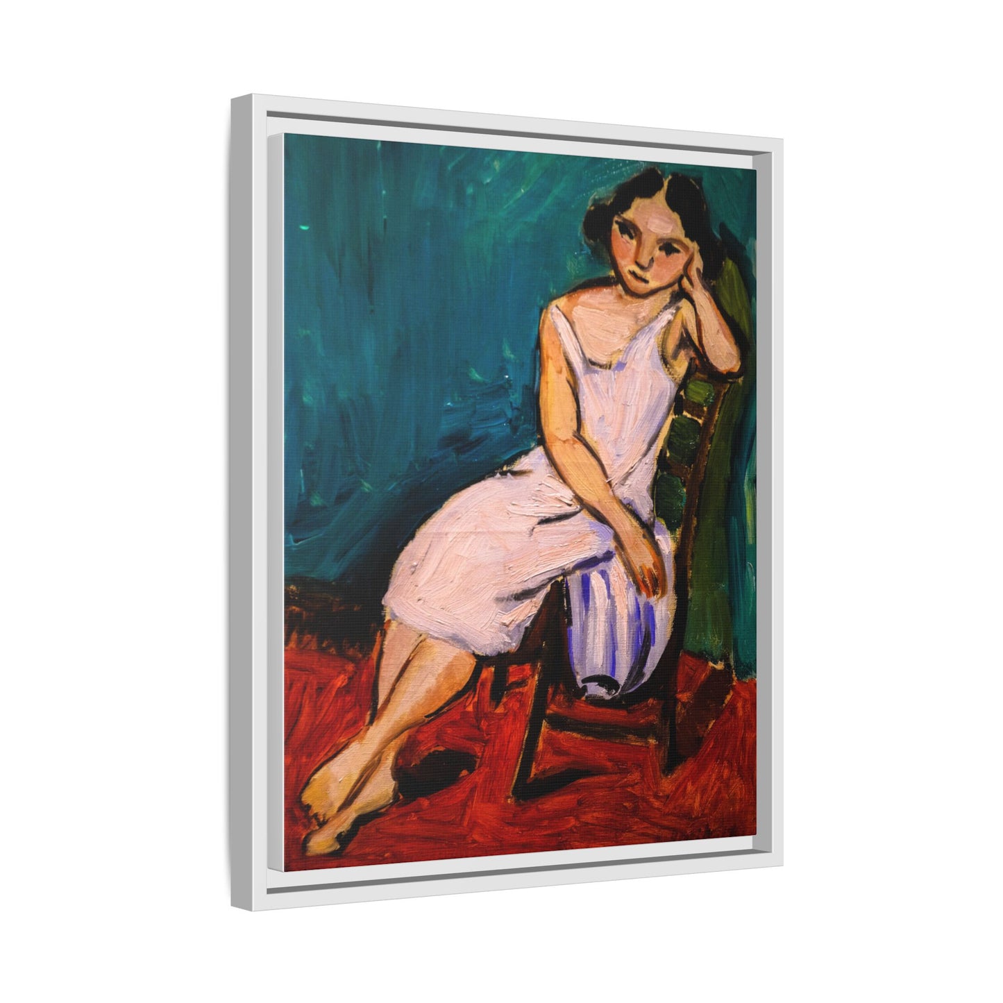 Jeune Fille assise by Henri Matisse Framed Matte Canvas Wall Art