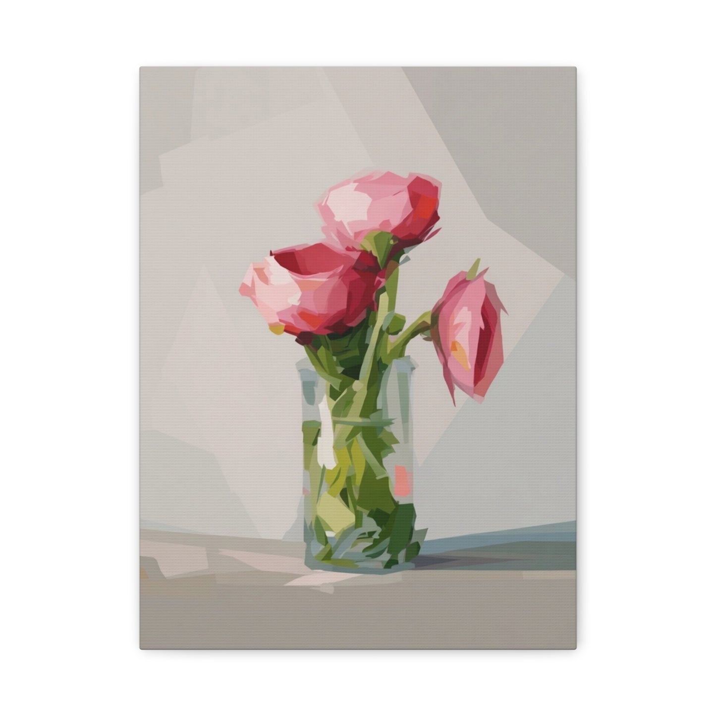 Pink Floral Vase Canvas Print — Stretched Matte Wall Art