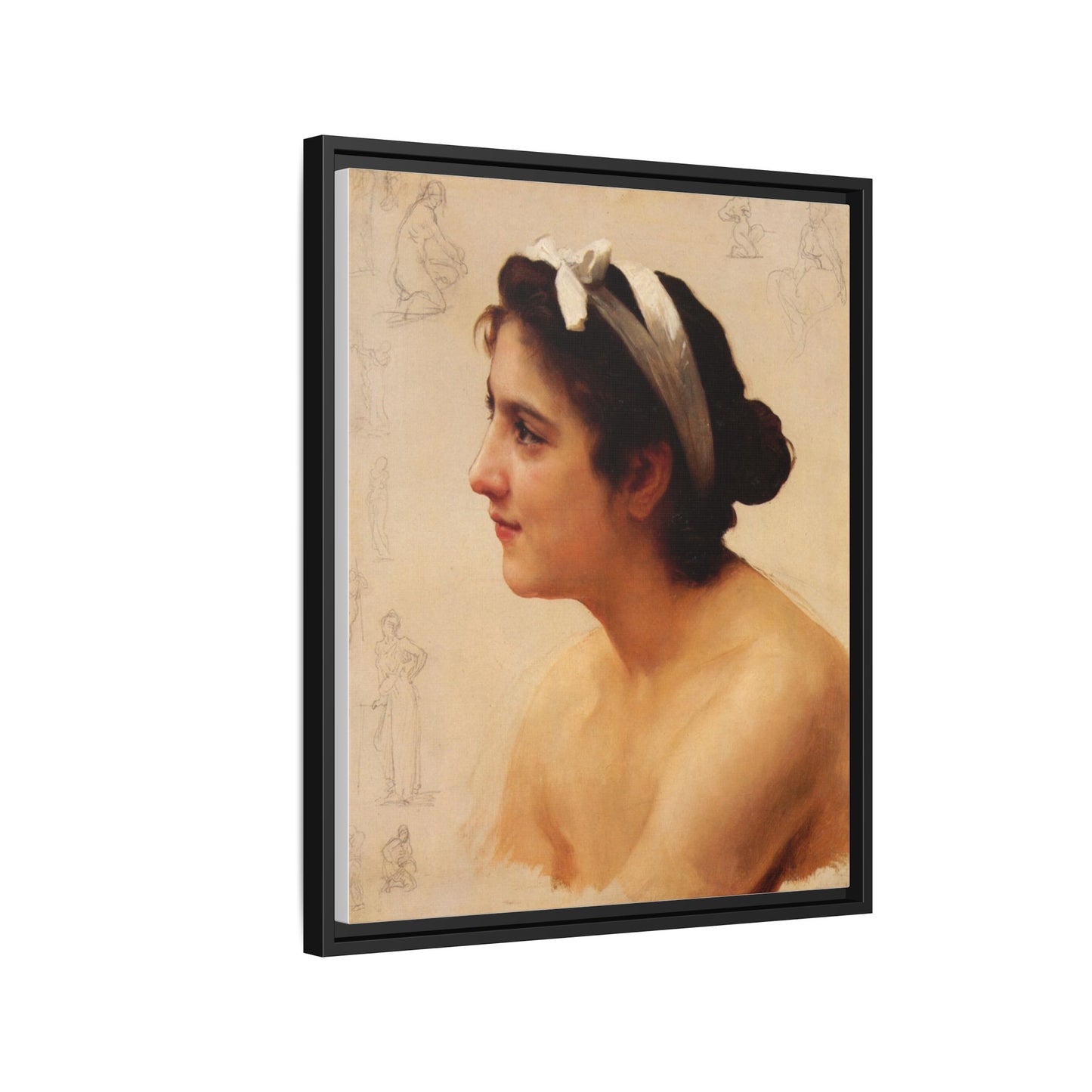 Study Of A Woman For Offering To Love by William Adolphe Bouguereau Framed Matte Canvas Print