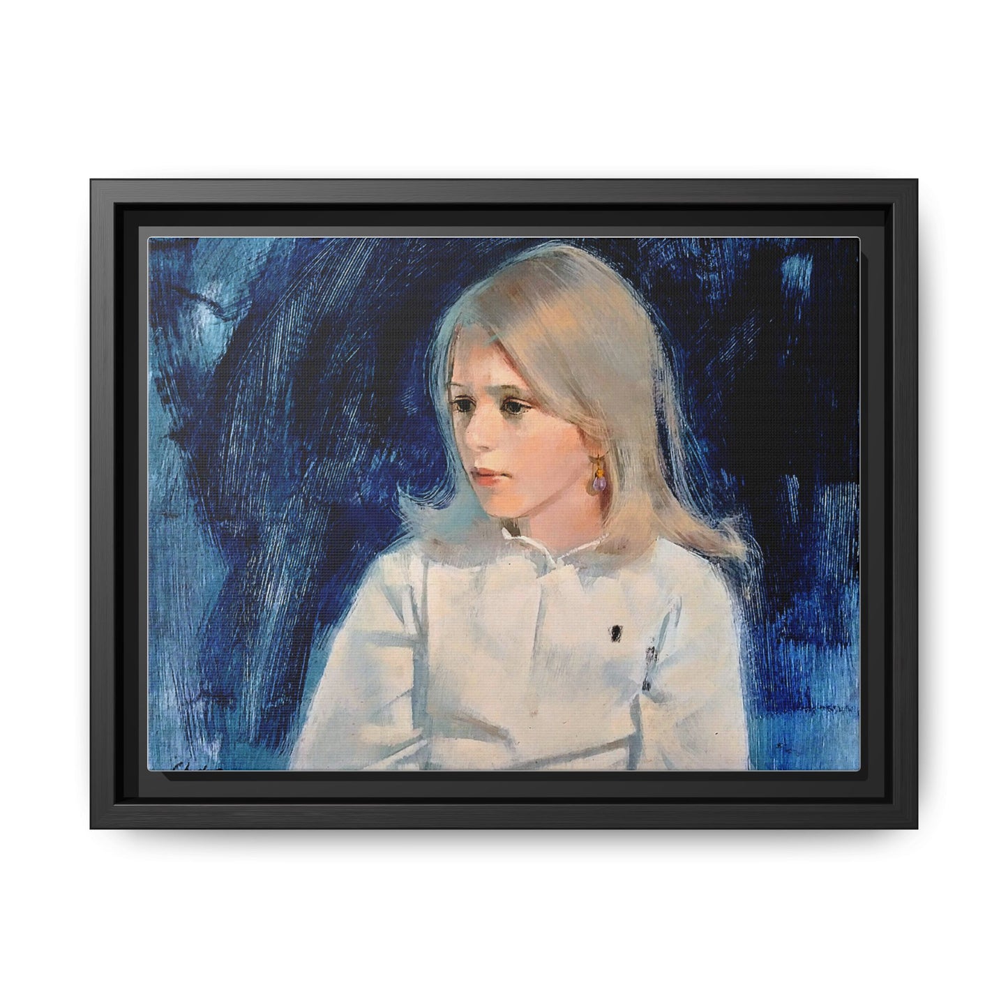 Painting of girl by Unknown Artist Framed Matte Canvas Classic Wall Art