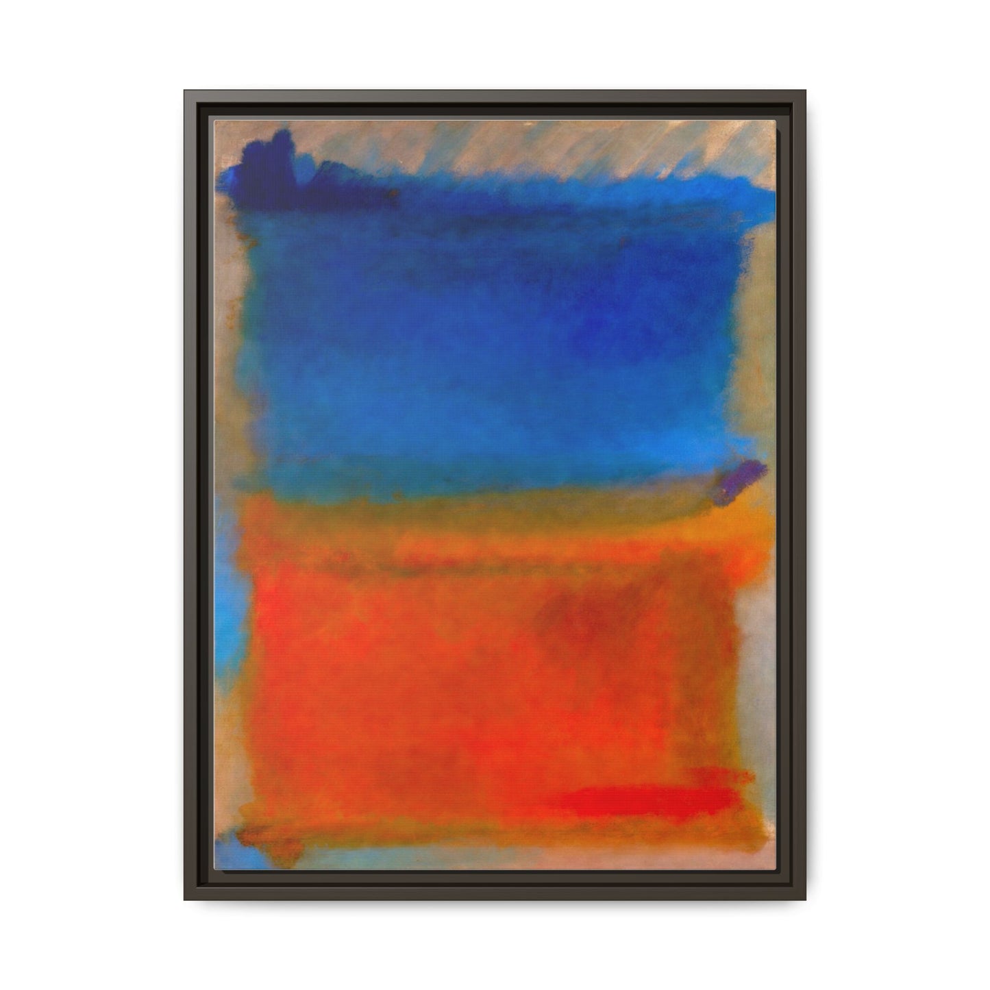 Abstract Color Block Matte Canvas Framed Wall Art — Blue & Orange Modern Painting