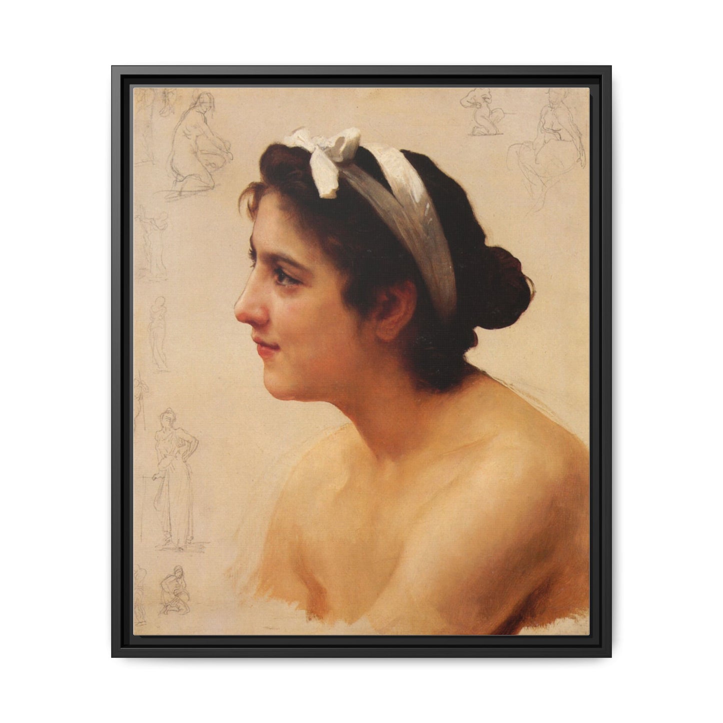 Study Of A Woman For Offering To Love by William Adolphe Bouguereau Framed Matte Canvas Print