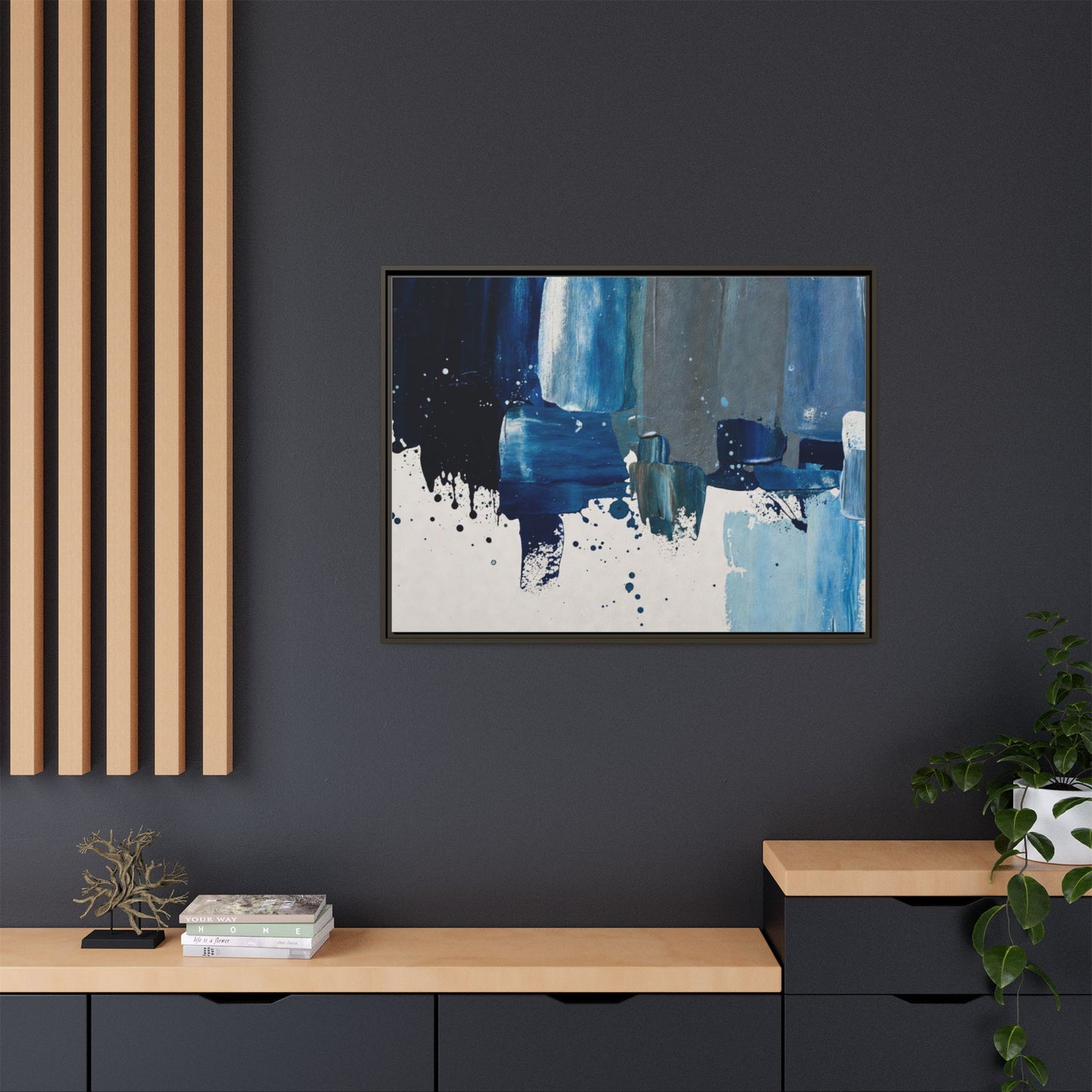 Abstract Blue Ocean Matte Canvas Framed Wall Art