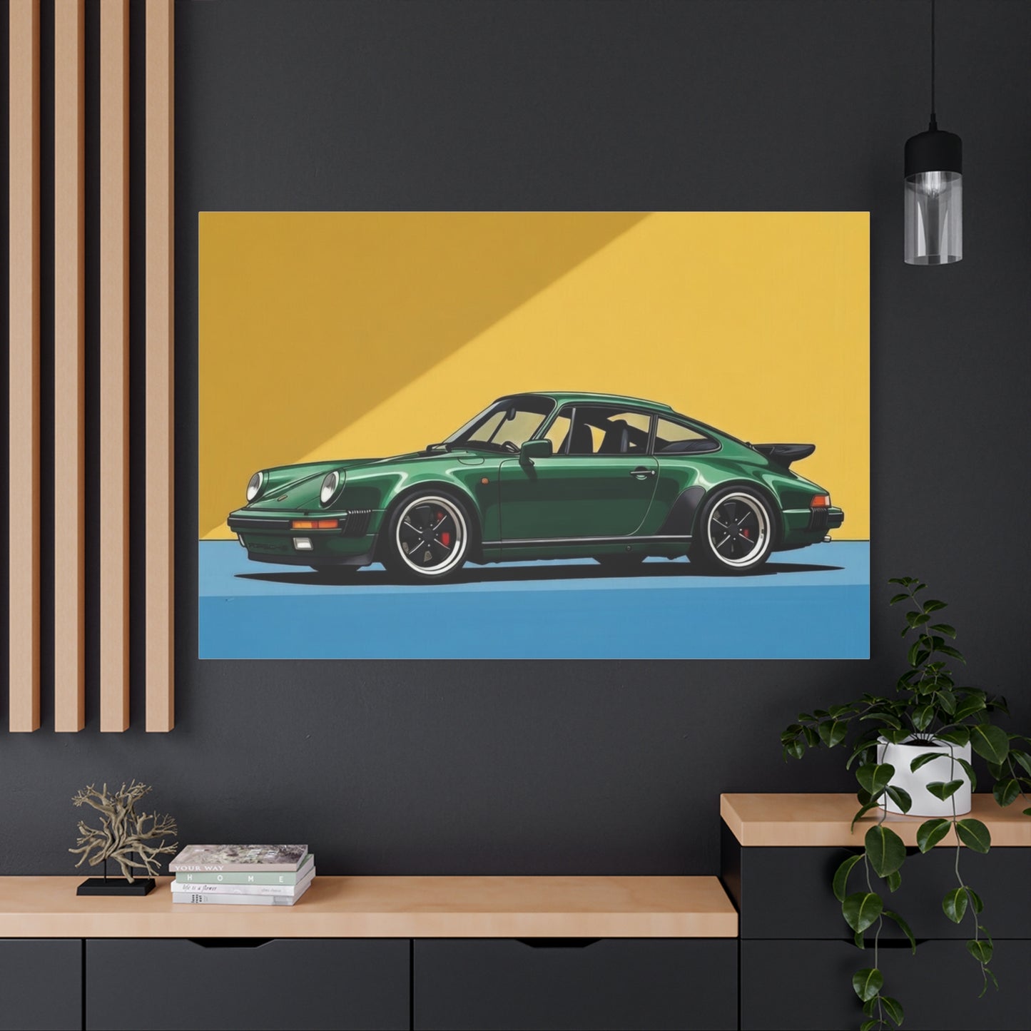 Vintage Green Porsche Art Print - Matte Stretched Canvas