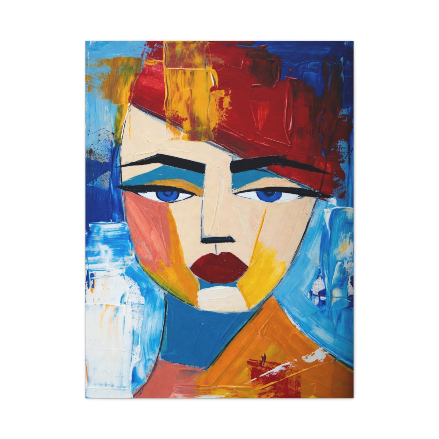 Abstract Colorful Face Matte Canvas Print — Modern Pop Art Portrait