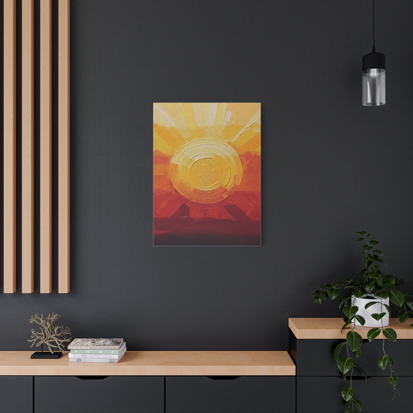 Abstract Sunrise Canvas Wall Art — Warm Sunrise Texture Matte Stretched Canvas