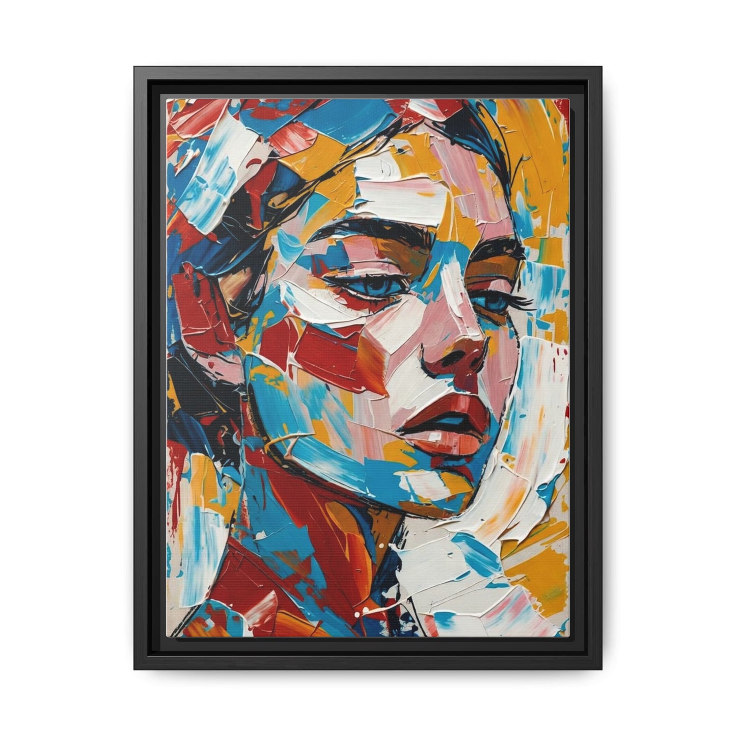 Colorful Abstract Portrait Framed Canvas Print