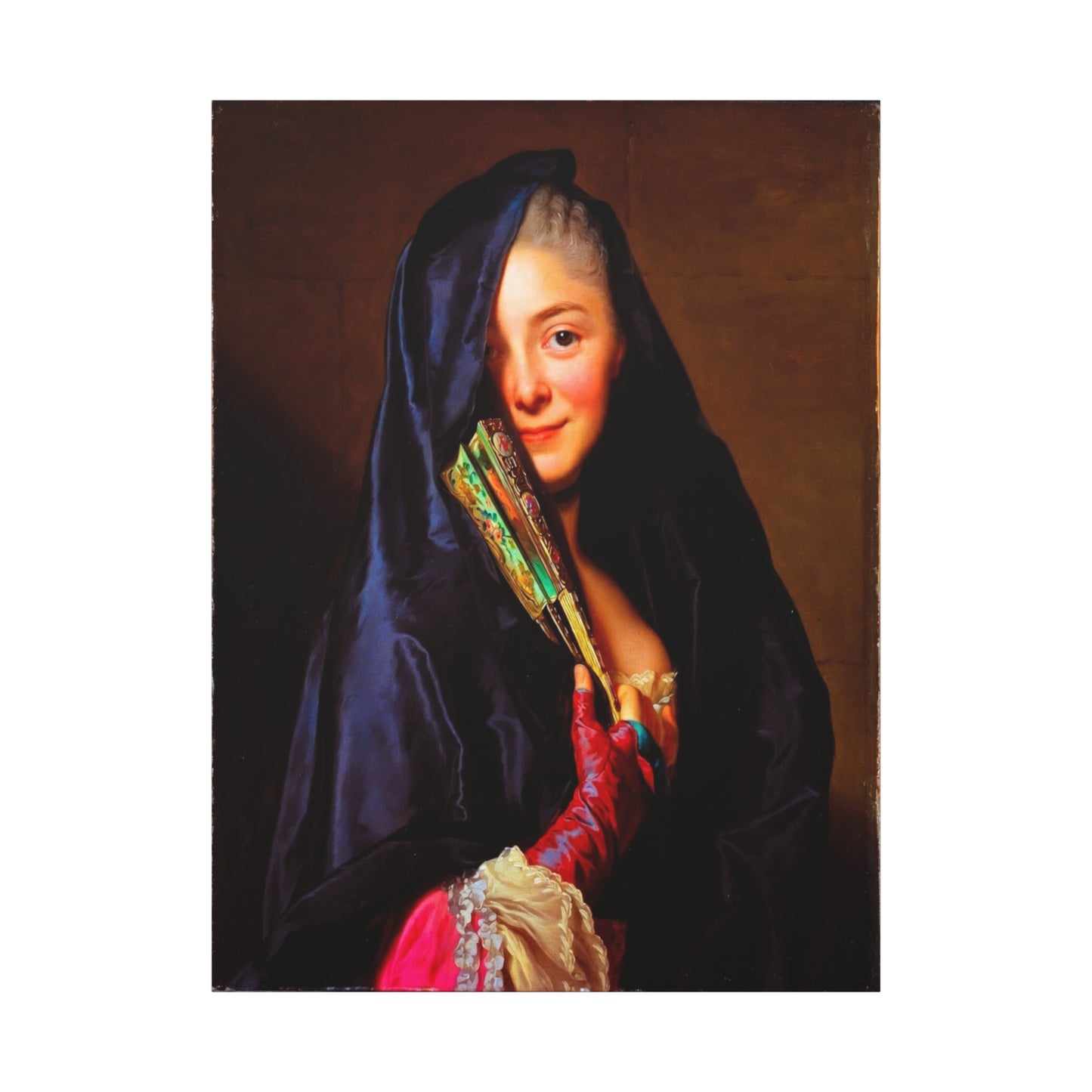 Vintage Portrait Canvas Print — Elegant Lady with Fan Matte Stretched Wall Art