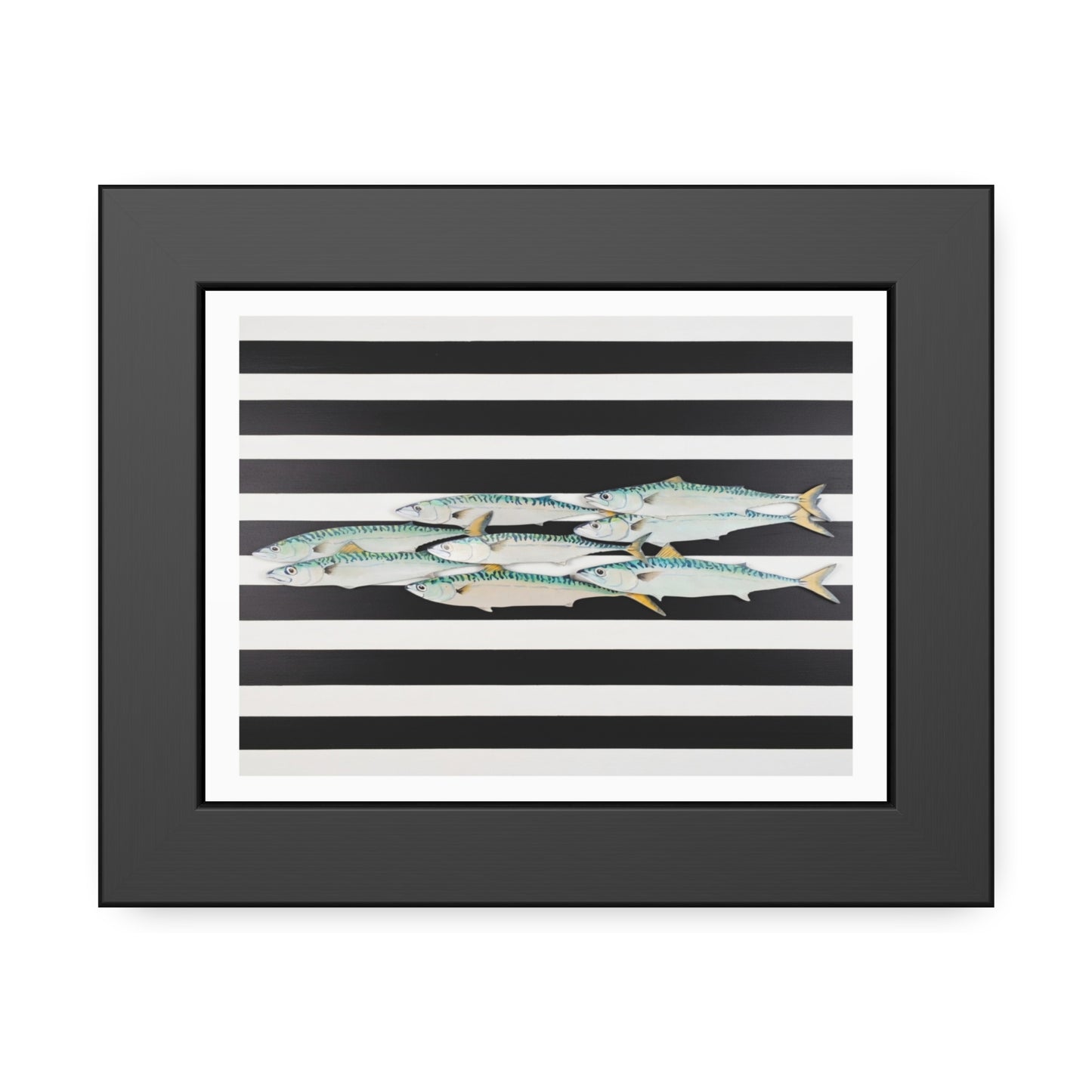 Framed Poster – Striped School of Fish Nautical Wall Art