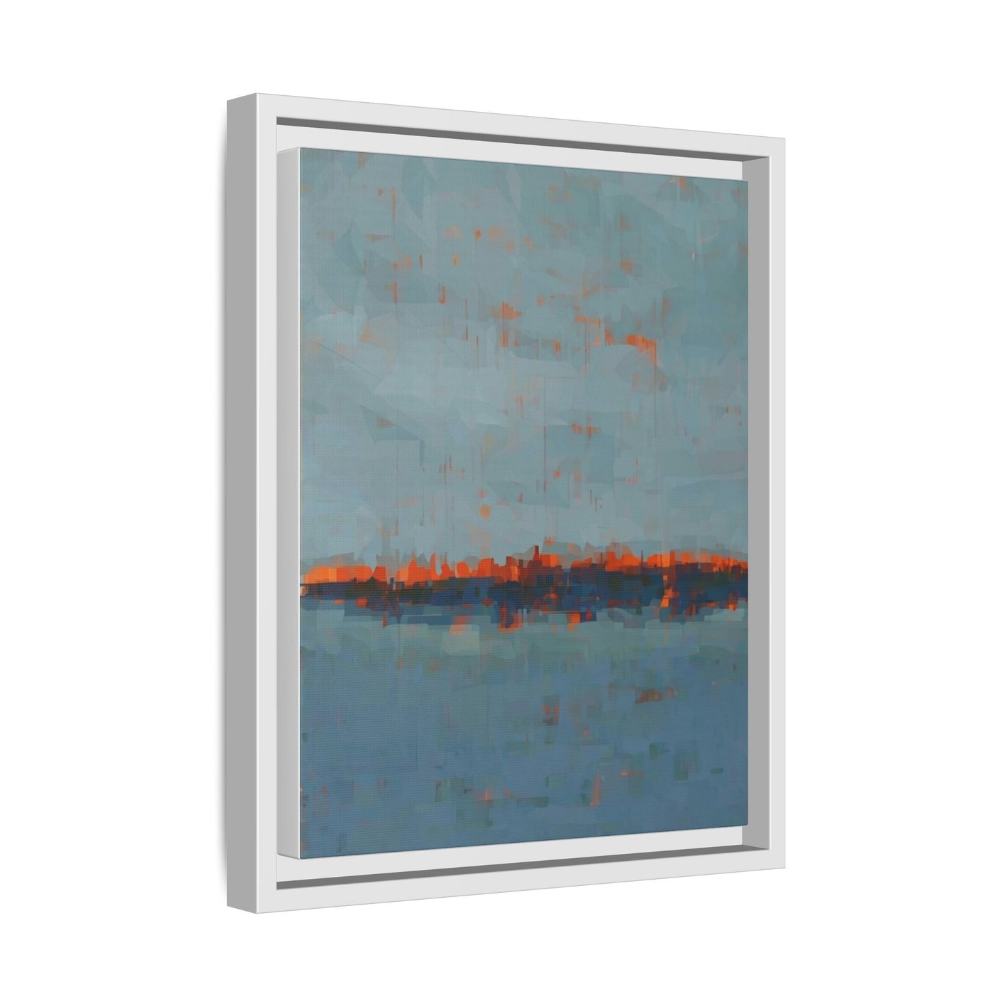 Framed Canvas Art — Teal & Orange Abstract Seascape
