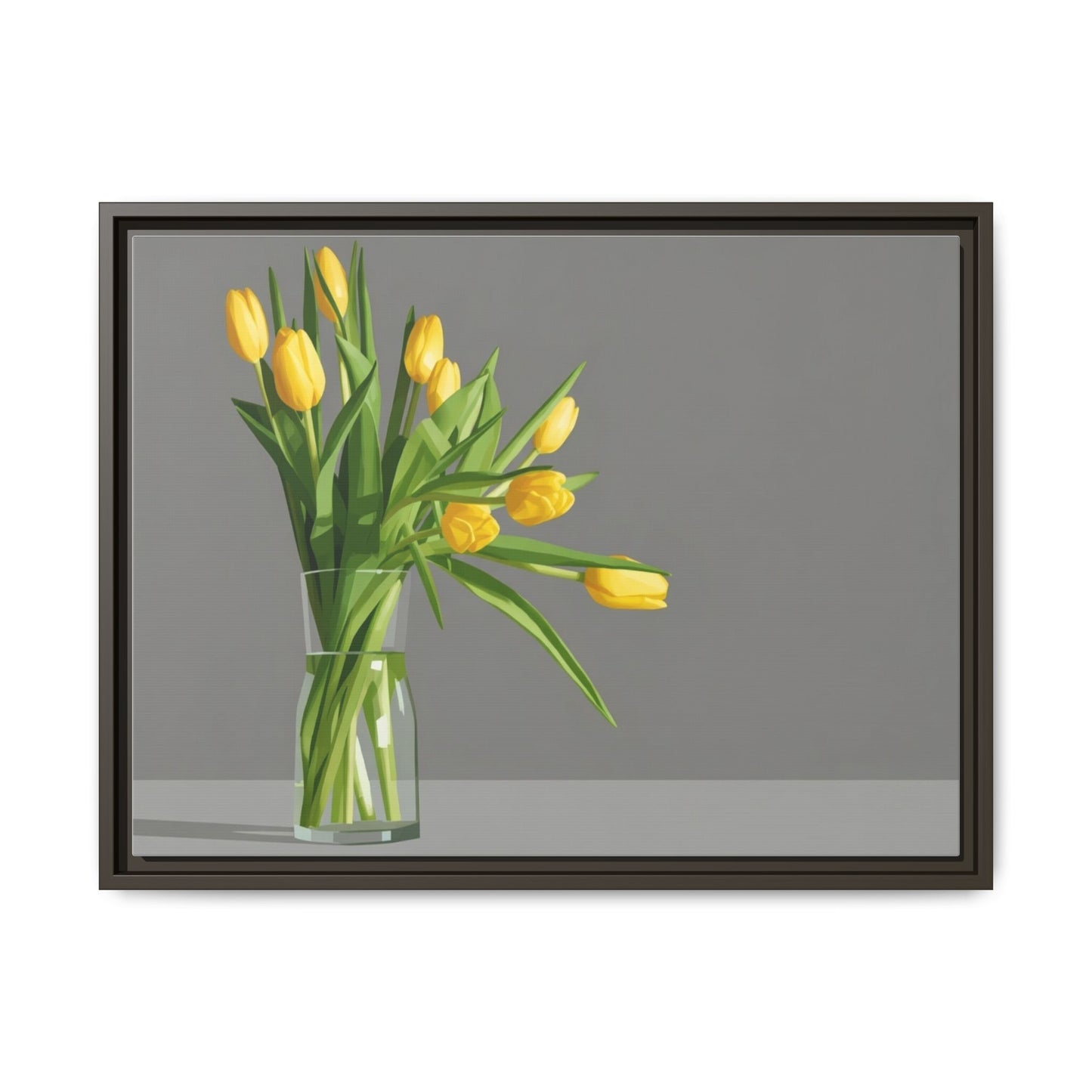Framed Matte Canvas Art — Yellow Tulip Vase Wall Print