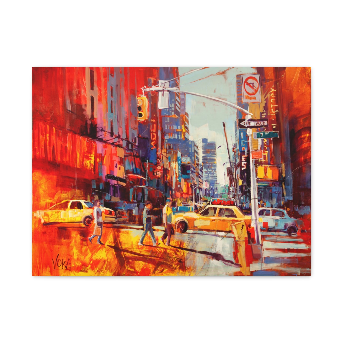New York 7th AV attributed to Voke Canvas Wall Art — Matte Stretched Canvas