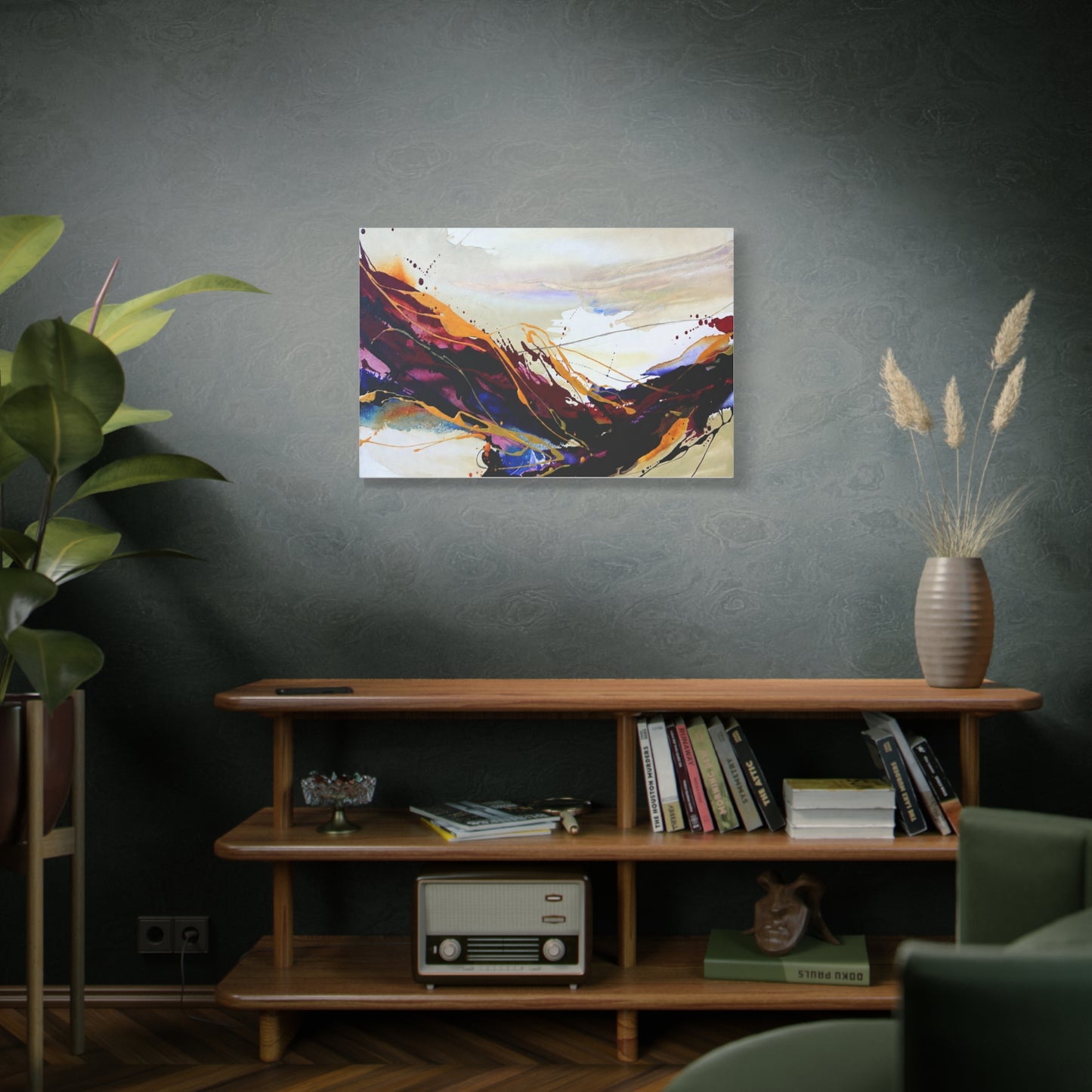 Abstract Color Flow Matte Stretched Canvas – Vibrant Modern Wall Art