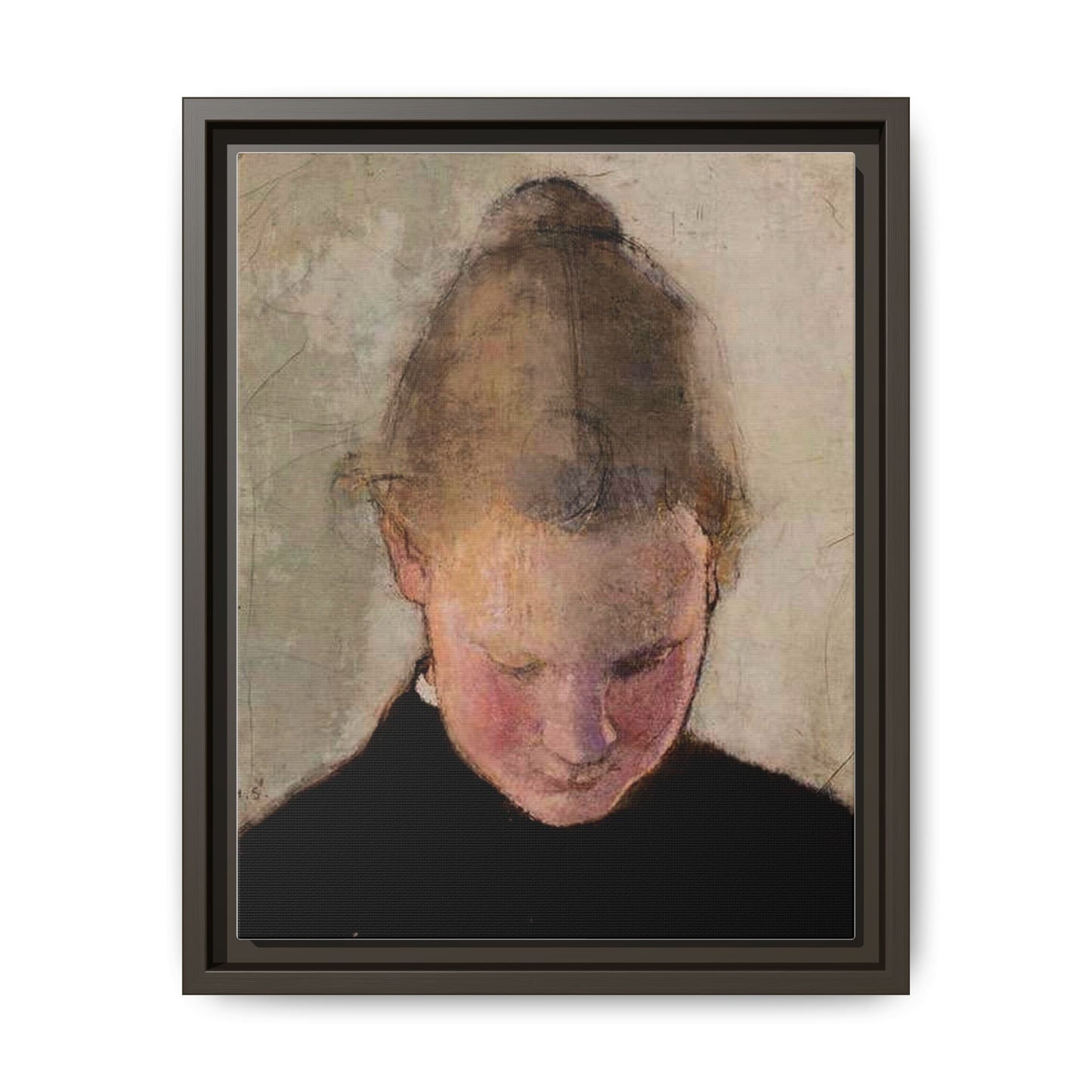 Lukeva tytto by Helena Schjerfbeck Framed Matte Canvas Art Print
