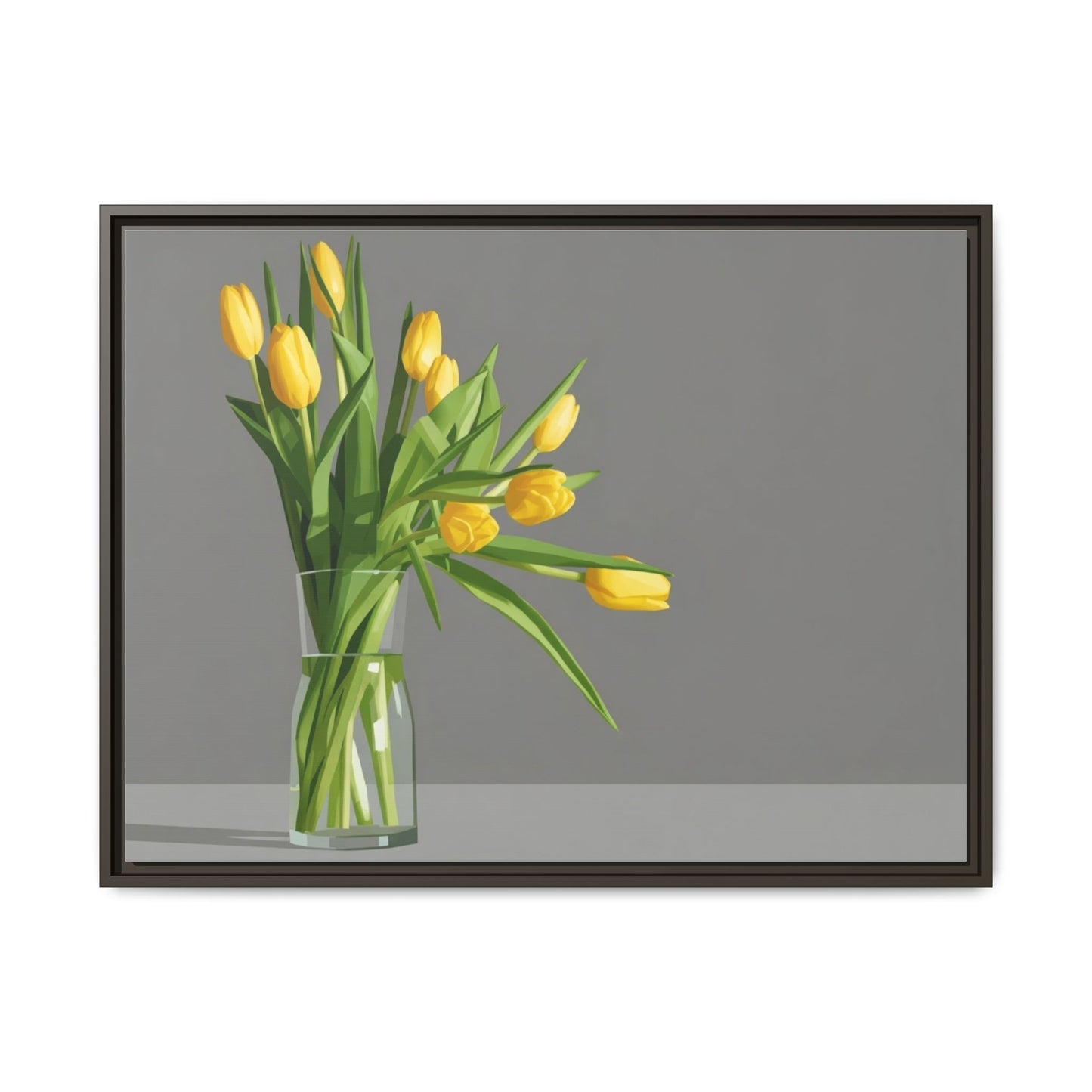 Framed Matte Canvas Art — Yellow Tulip Vase Wall Print