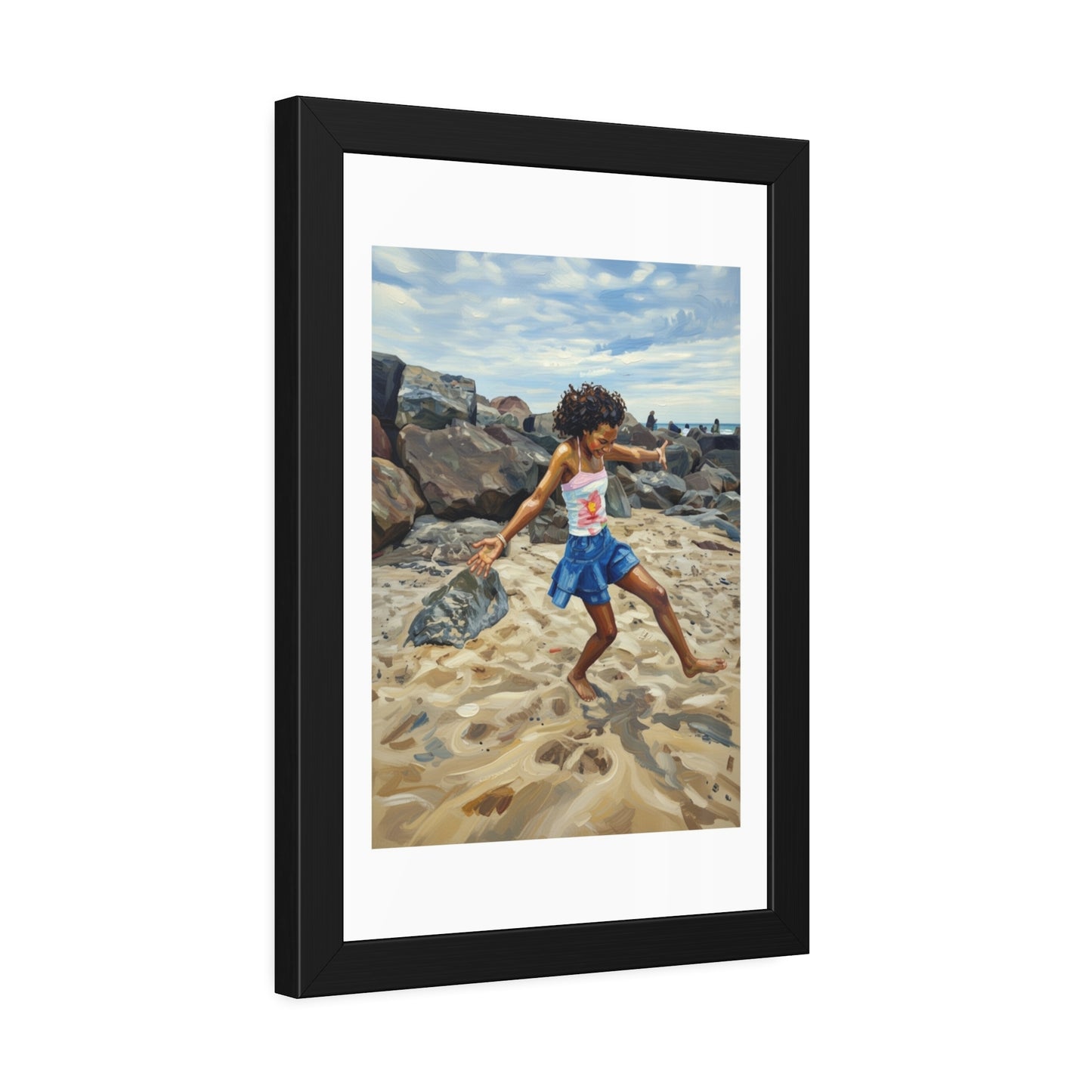 Framed Poster - Joyful Beach Dance Art Print