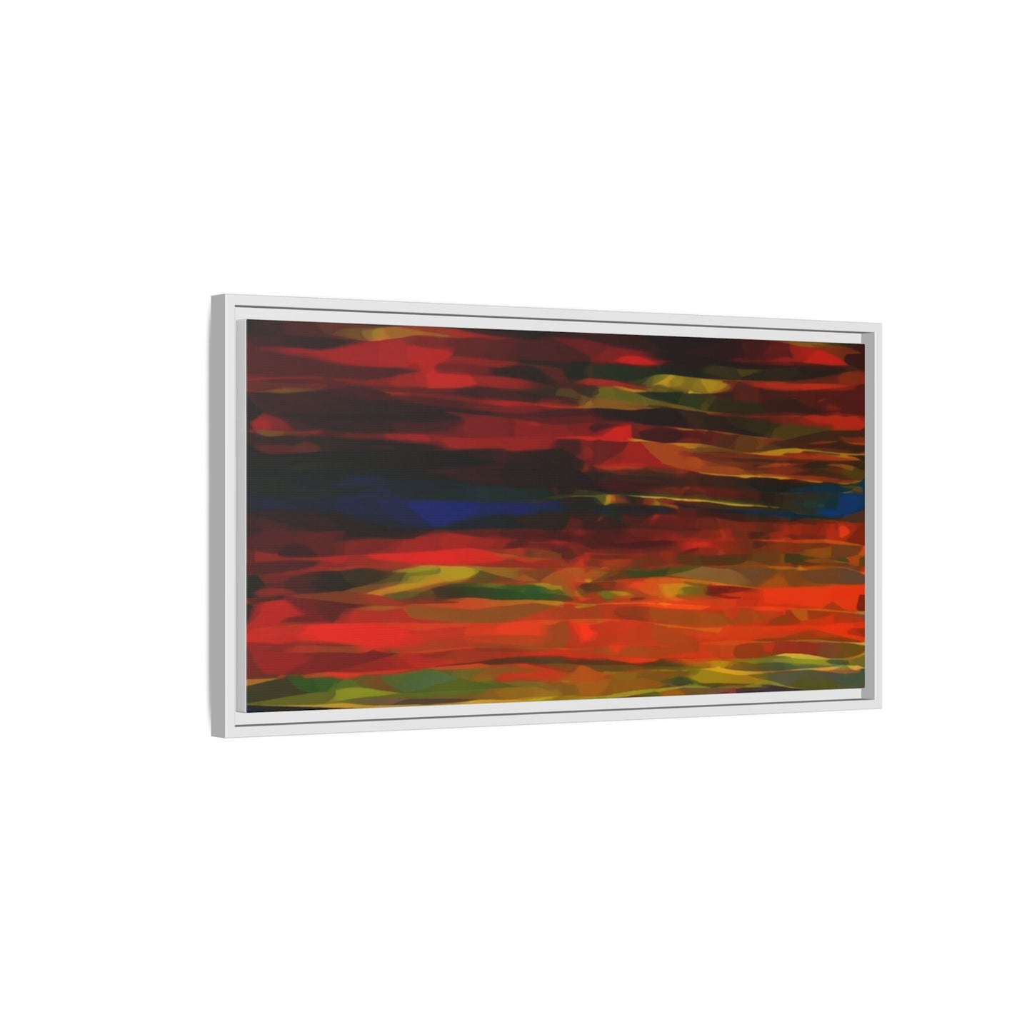 Abstract Multi-Color Matte Canvas Framed Wall Art — Bold Red & Blue Modern Painting