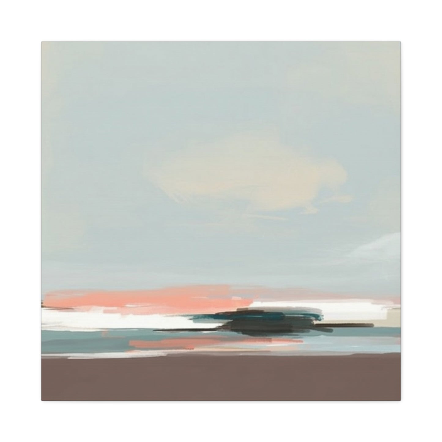 Coastal Abstract Canvas Art – Soft Pastel Seascape Matte Stretched Canvas