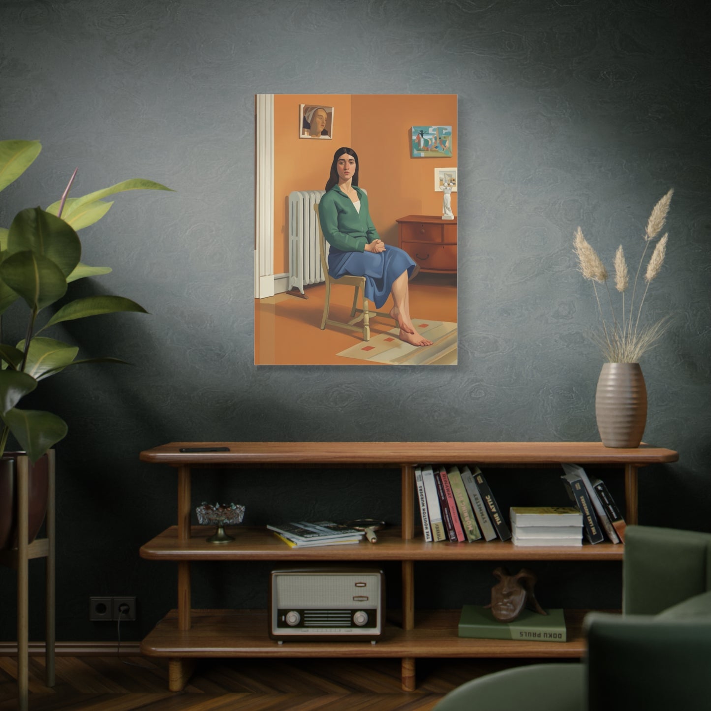 Portrait Canvas Print — Seated Woman Matte Stretched Wall Art
