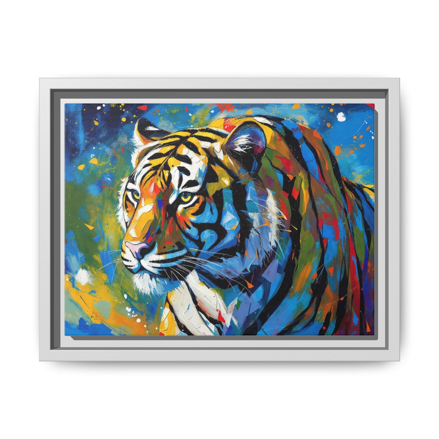 Colorful Tiger Matte Canvas Framed Art — Vibrant Wildlife Wall Decor