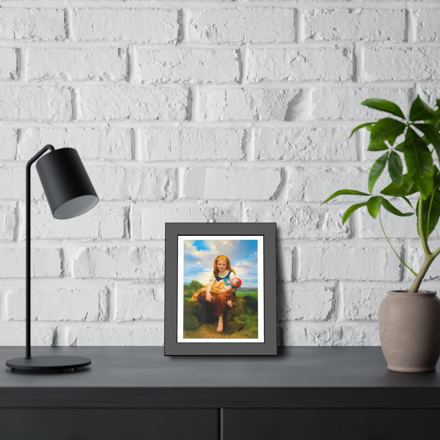 Framed Poster — Vintage Mother & Child Art Print