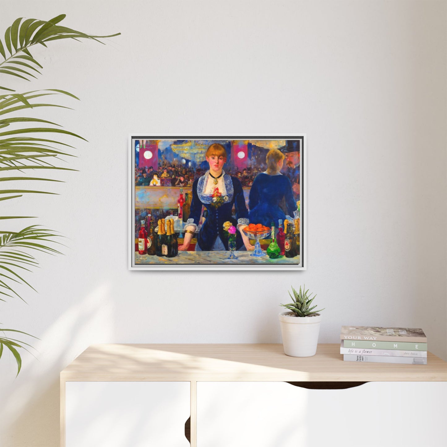 Framed Matte Canvas Print — Vintage Parisian Bar Scene