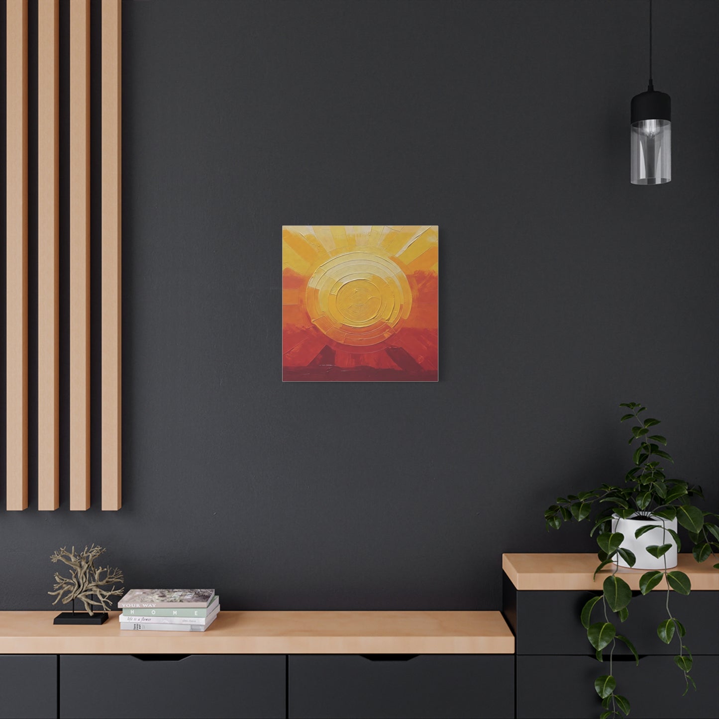 Abstract Sunrise Canvas Wall Art — Warm Sunrise Texture Matte Stretched Canvas