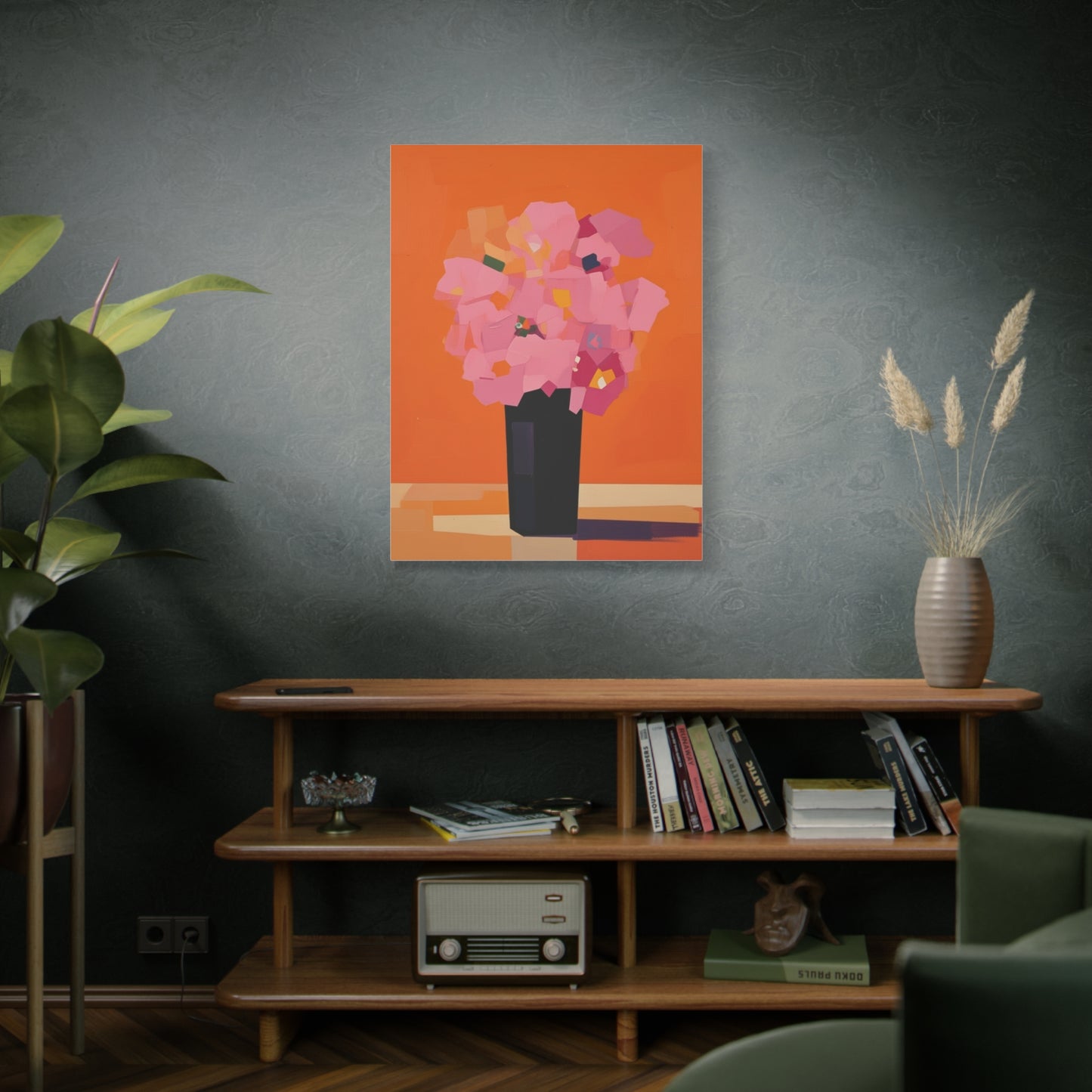 Modern Pink Flowers Canvas Print — Abstract Floral Wall Art