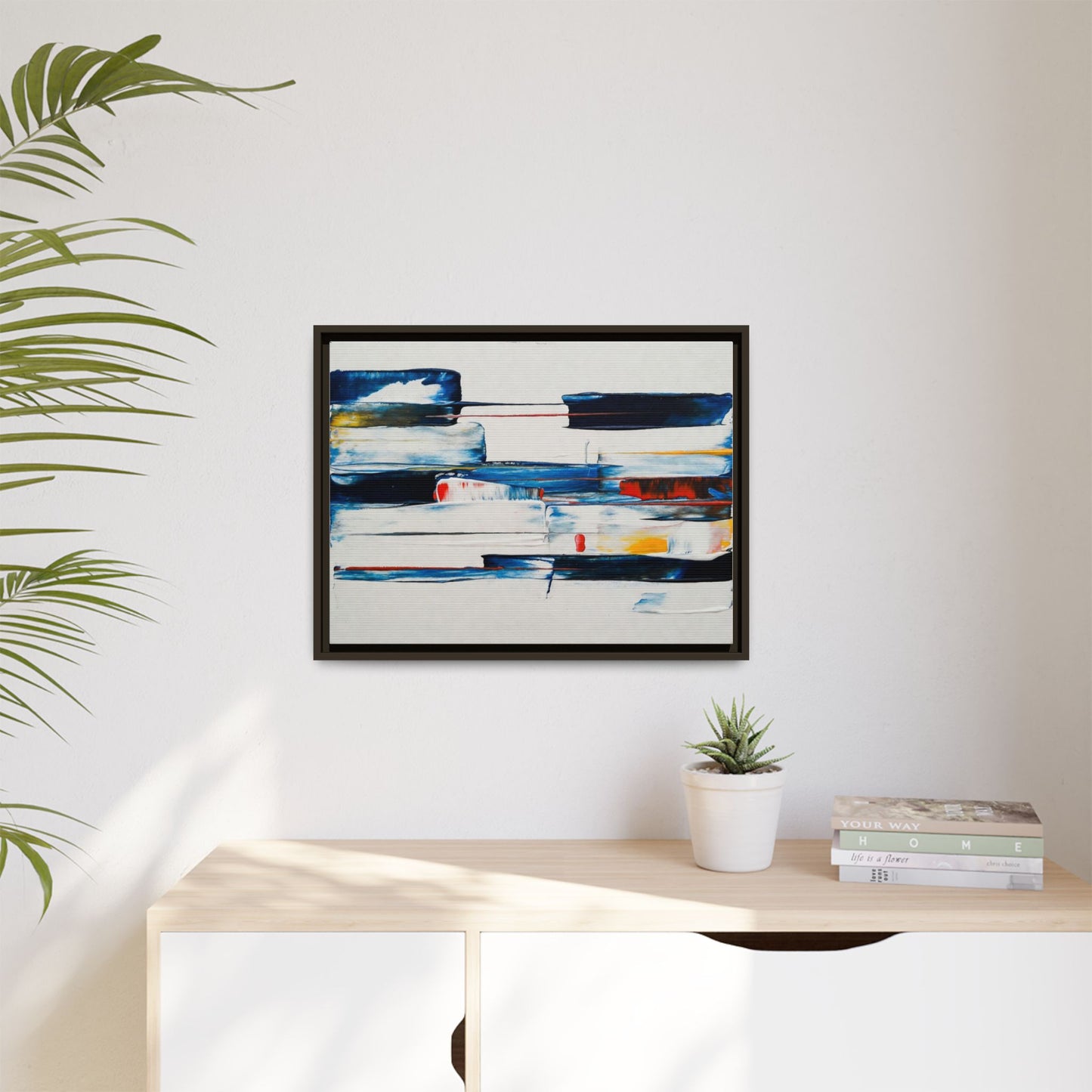 Abstract Coastal Brushstrokes Framed Canvas Print
