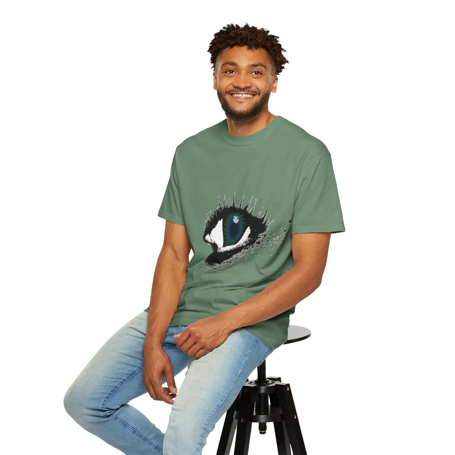 Eye Graphic T-Shirt — Blue Iris Grunge Art Tee